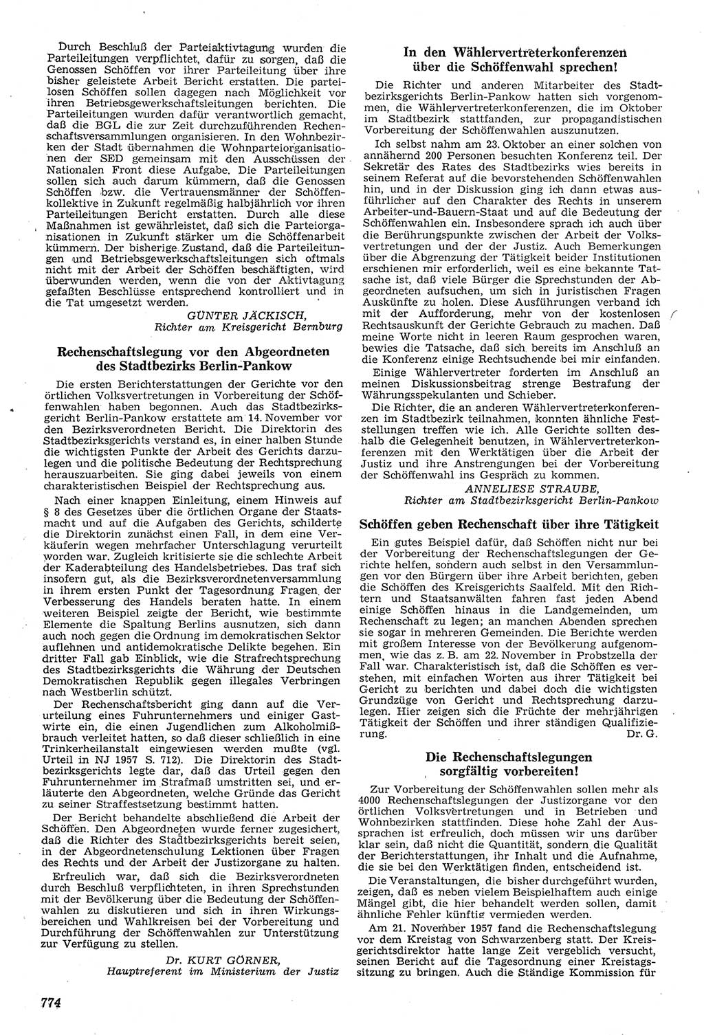 Neue Justiz (NJ), Zeitschrift für Recht und Rechtswissenschaft [Deutsche Demokratische Republik (DDR)], 11. Jahrgang 1957, Seite 774 (NJ DDR 1957, S. 774)