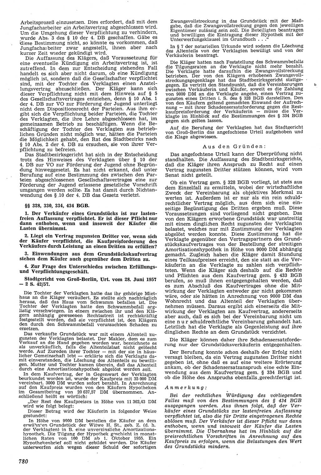 Neue Justiz (NJ), Zeitschrift für Recht und Rechtswissenschaft [Deutsche Demokratische Republik (DDR)], 11. Jahrgang 1957, Seite 780 (NJ DDR 1957, S. 780)