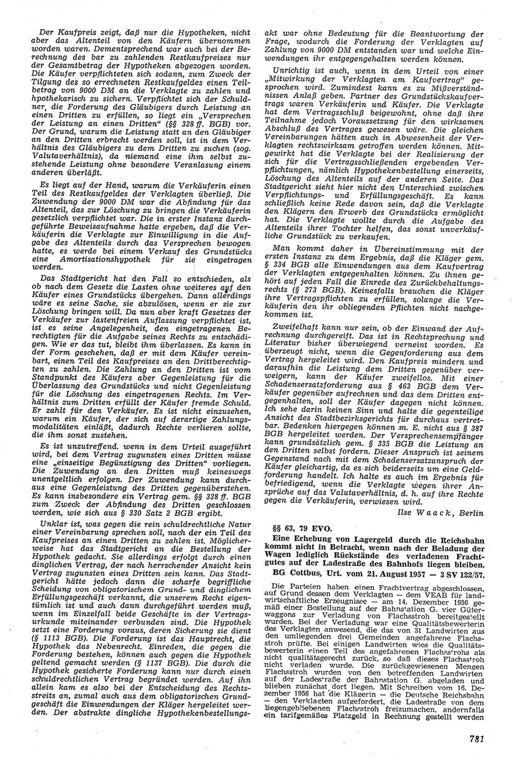 Neue Justiz (NJ), Zeitschrift für Recht und Rechtswissenschaft [Deutsche Demokratische Republik (DDR)], 11. Jahrgang 1957, Seite 781 (NJ DDR 1957, S. 781)