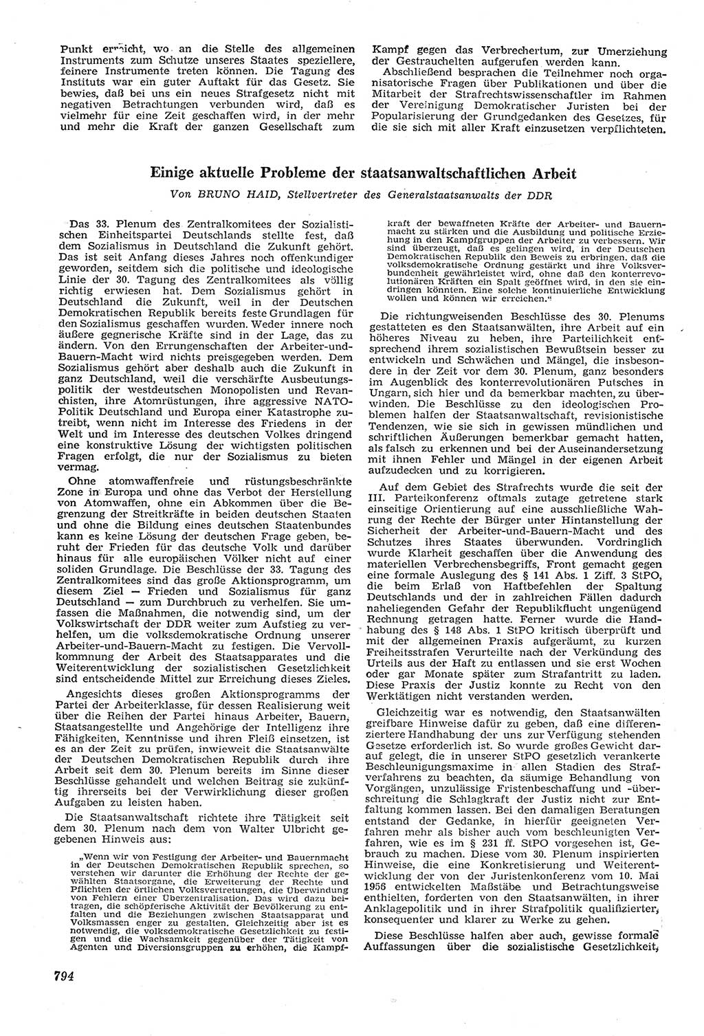 Neue Justiz (NJ), Zeitschrift für Recht und Rechtswissenschaft [Deutsche Demokratische Republik (DDR)], 11. Jahrgang 1957, Seite 794 (NJ DDR 1957, S. 794)