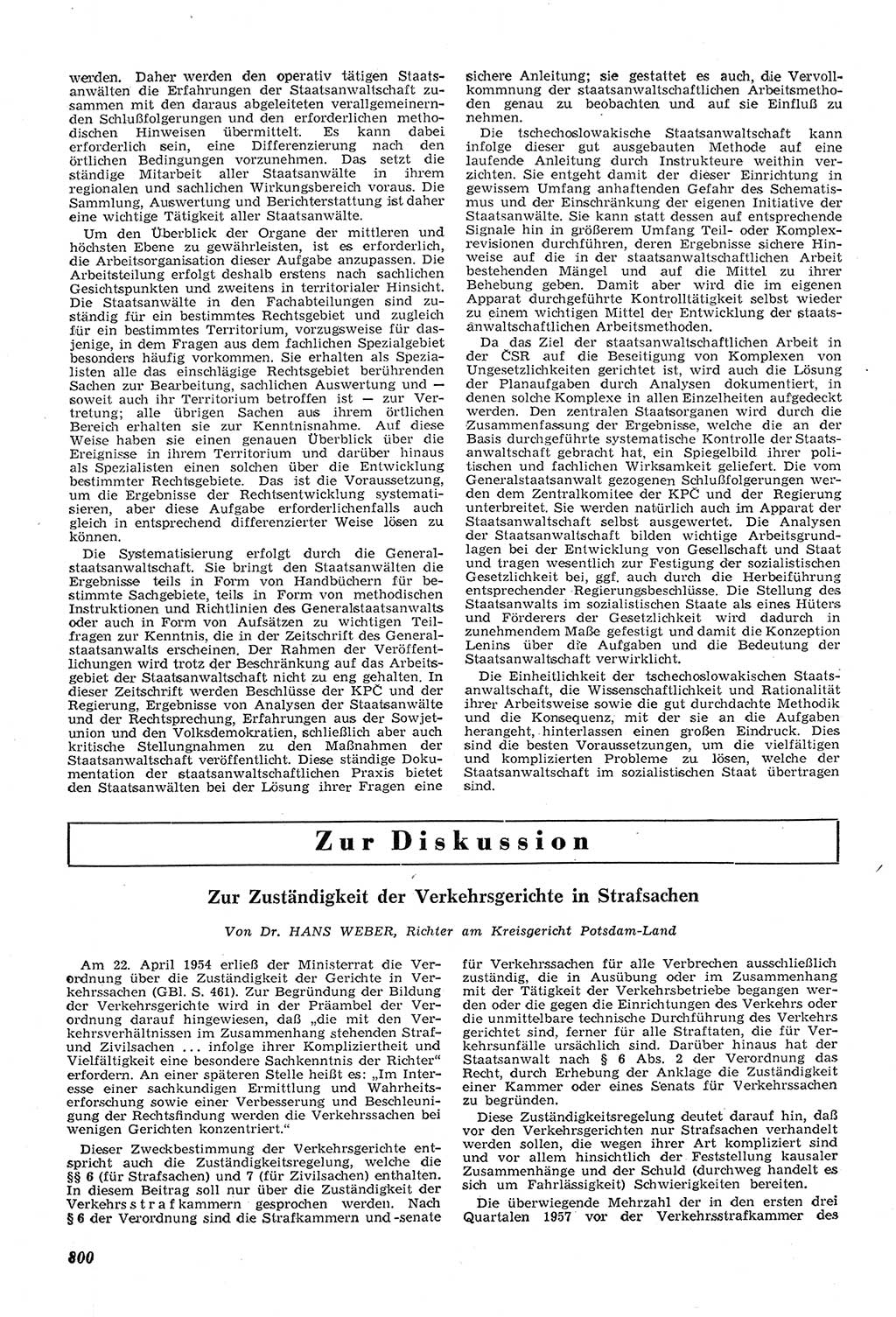 Neue Justiz (NJ), Zeitschrift für Recht und Rechtswissenschaft [Deutsche Demokratische Republik (DDR)], 11. Jahrgang 1957, Seite 800 (NJ DDR 1957, S. 800)
