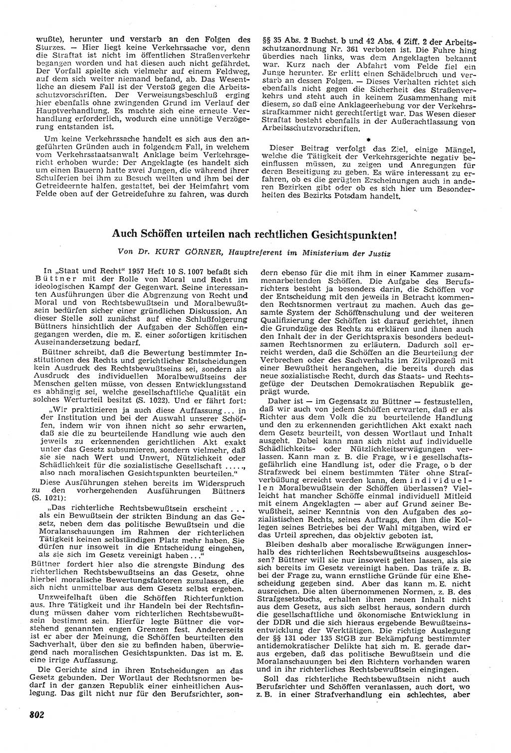 Neue Justiz (NJ), Zeitschrift für Recht und Rechtswissenschaft [Deutsche Demokratische Republik (DDR)], 11. Jahrgang 1957, Seite 802 (NJ DDR 1957, S. 802)