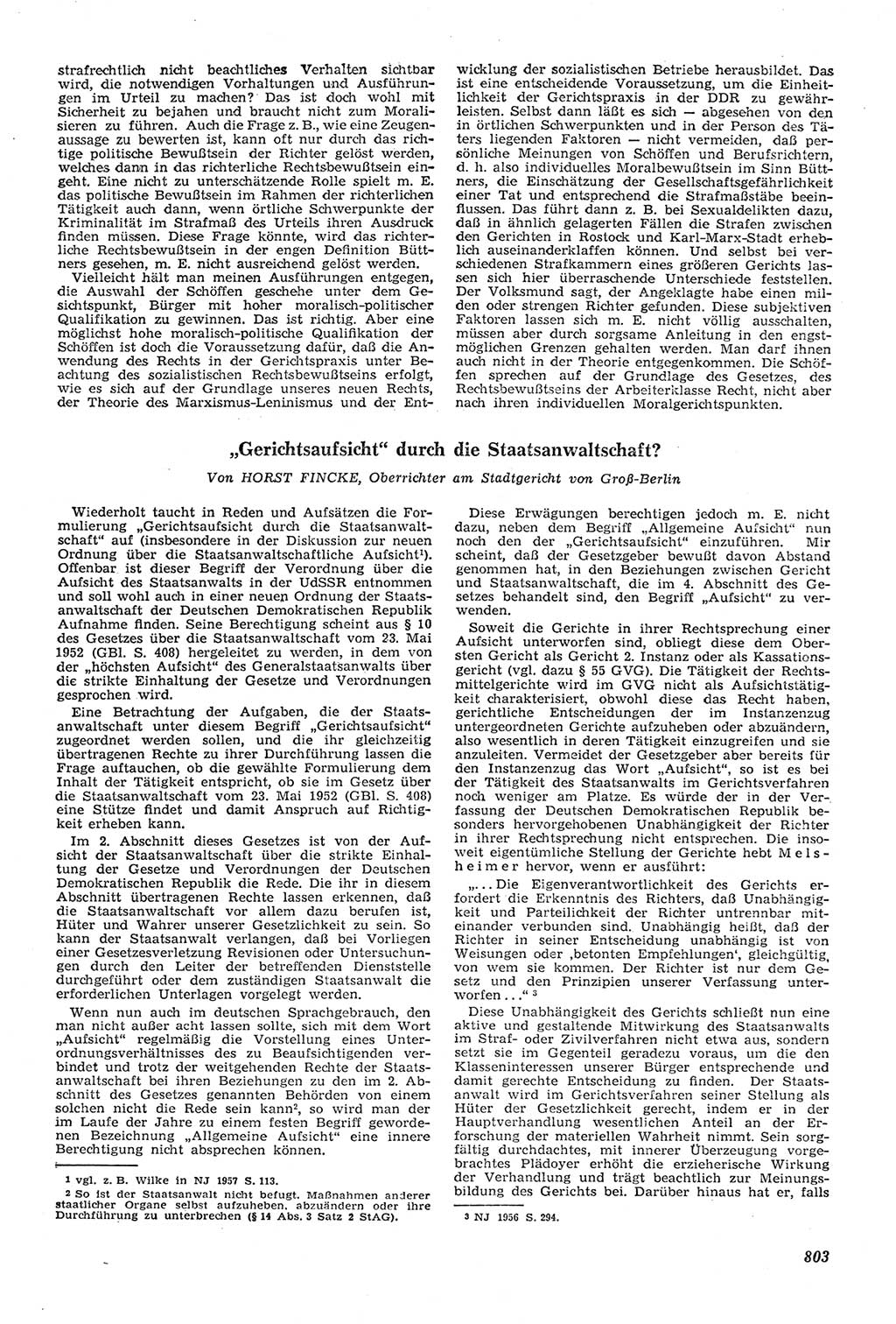 Neue Justiz (NJ), Zeitschrift für Recht und Rechtswissenschaft [Deutsche Demokratische Republik (DDR)], 11. Jahrgang 1957, Seite 803 (NJ DDR 1957, S. 803)