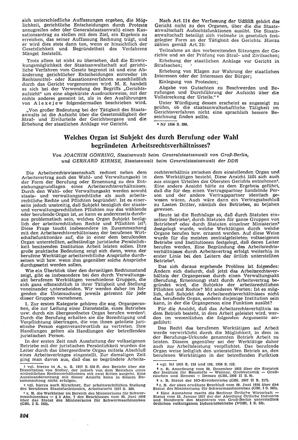 Neue Justiz (NJ), Zeitschrift für Recht und Rechtswissenschaft [Deutsche Demokratische Republik (DDR)], 11. Jahrgang 1957, Seite 804 (NJ DDR 1957, S. 804)