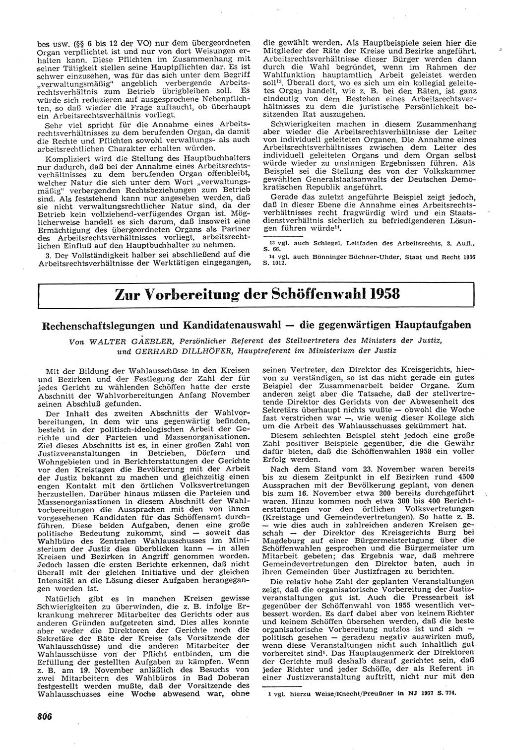 Neue Justiz (NJ), Zeitschrift für Recht und Rechtswissenschaft [Deutsche Demokratische Republik (DDR)], 11. Jahrgang 1957, Seite 806 (NJ DDR 1957, S. 806)