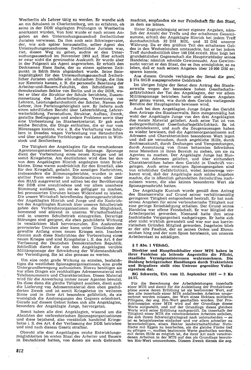 Neue Justiz (NJ), Zeitschrift für Recht und Rechtswissenschaft [Deutsche Demokratische Republik (DDR)], 11. Jahrgang 1957, Seite 812 (NJ DDR 1957, S. 812)