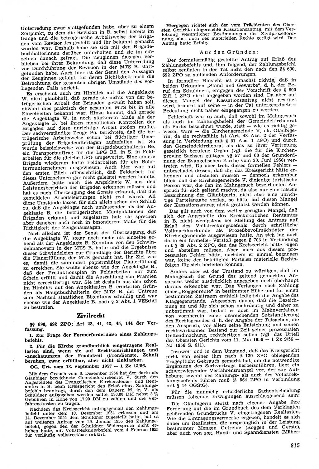 Neue Justiz (NJ), Zeitschrift für Recht und Rechtswissenschaft [Deutsche Demokratische Republik (DDR)], 11. Jahrgang 1957, Seite 815 (NJ DDR 1957, S. 815)