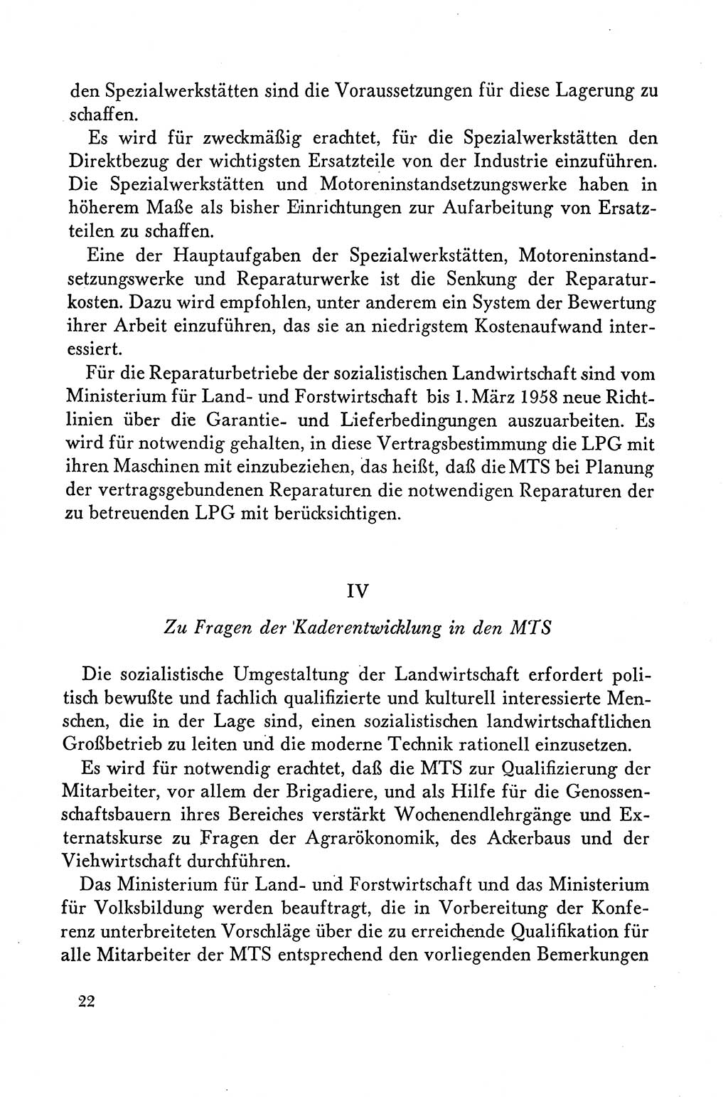 Dokumente der Sozialistischen Einheitspartei Deutschlands (SED) [Deutsche Demokratische Republik (DDR)] 1958-1959, Seite 22 (Dok. SED DDR 1958-1959, S. 22)