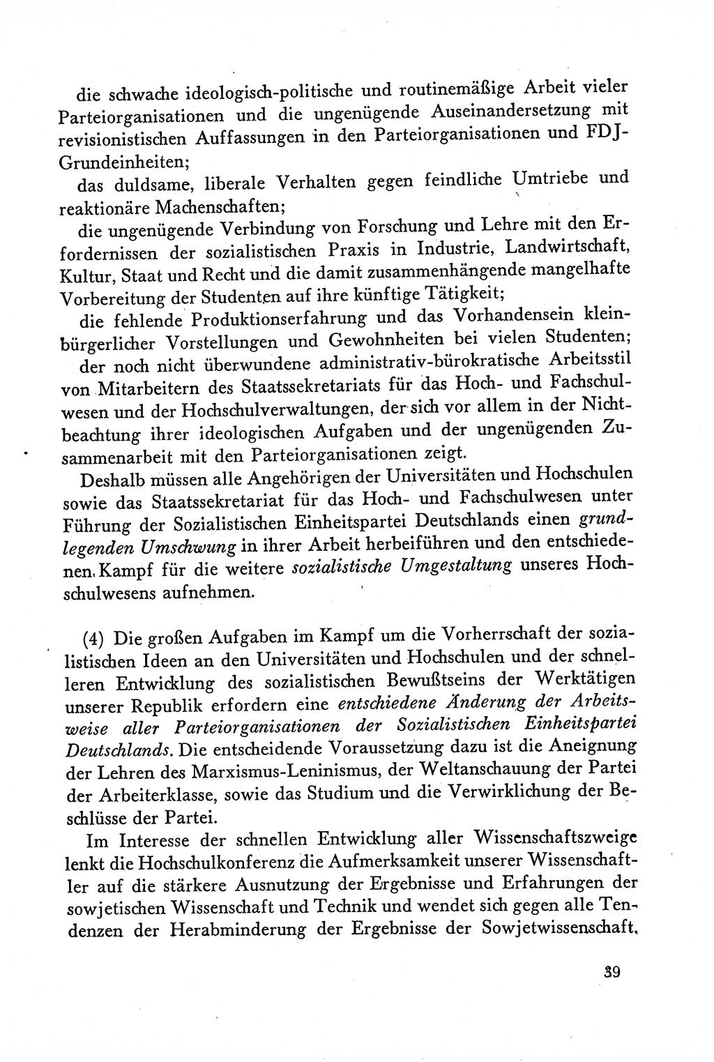 Dokumente der Sozialistischen Einheitspartei Deutschlands (SED) [Deutsche Demokratische Republik (DDR)] 1958-1959, Seite 39 (Dok. SED DDR 1958-1959, S. 39)