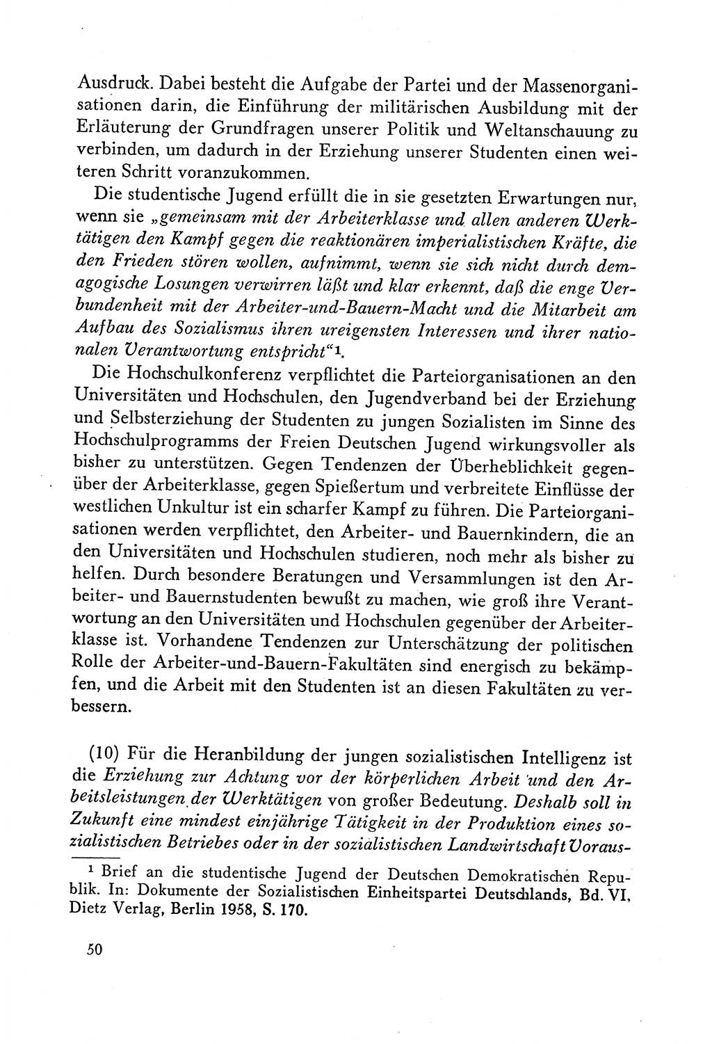 Dokumente der Sozialistischen Einheitspartei Deutschlands (SED) [Deutsche Demokratische Republik (DDR)] 1958-1959, Seite 50 (Dok. SED DDR 1958-1959, S. 50)