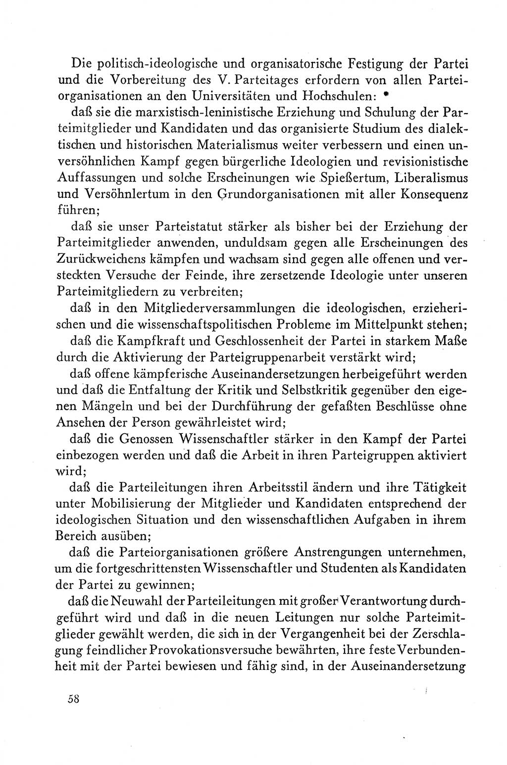 Dokumente der Sozialistischen Einheitspartei Deutschlands (SED) [Deutsche Demokratische Republik (DDR)] 1958-1959, Seite 58 (Dok. SED DDR 1958-1959, S. 58)