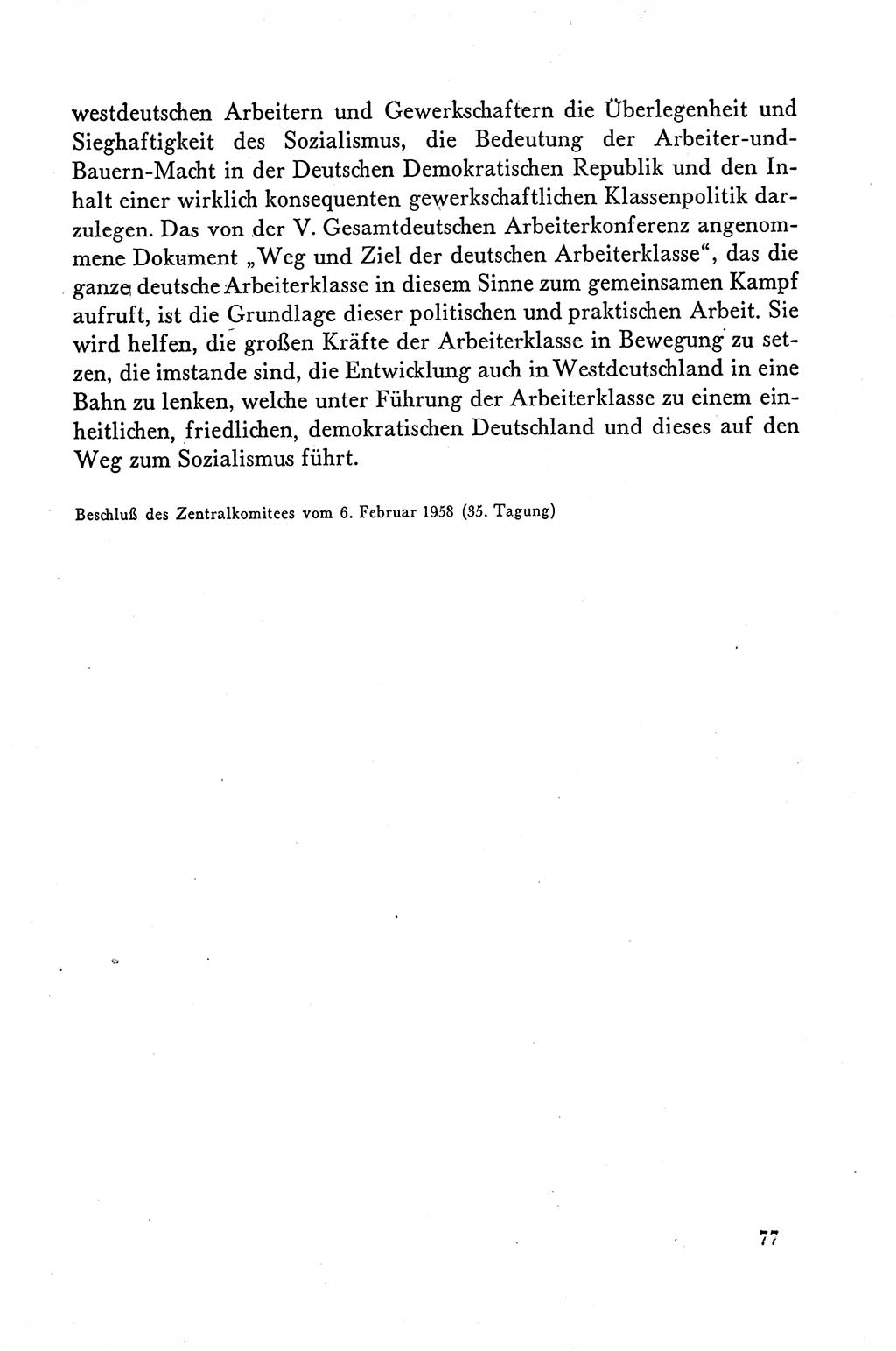 Dokumente der Sozialistischen Einheitspartei Deutschlands (SED) [Deutsche Demokratische Republik (DDR)] 1958-1959, Seite 77 (Dok. SED DDR 1958-1959, S. 77)