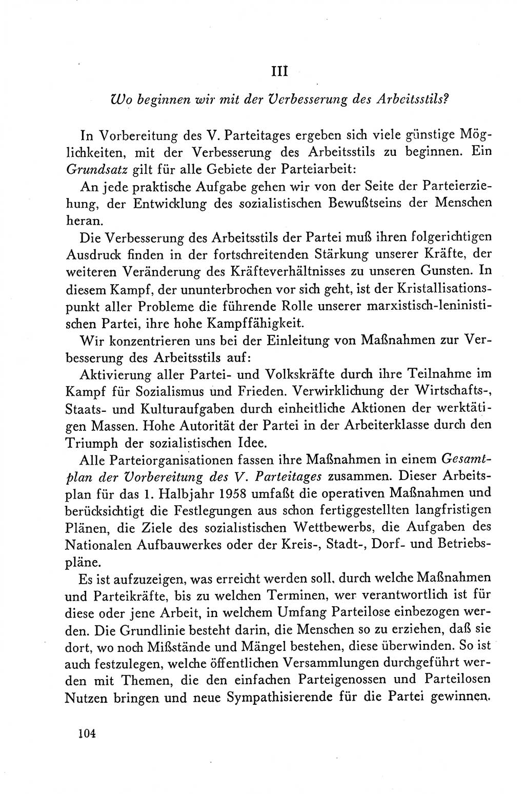 Dokumente der Sozialistischen Einheitspartei Deutschlands (SED) [Deutsche Demokratische Republik (DDR)] 1958-1959, Seite 104 (Dok. SED DDR 1958-1959, S. 104)