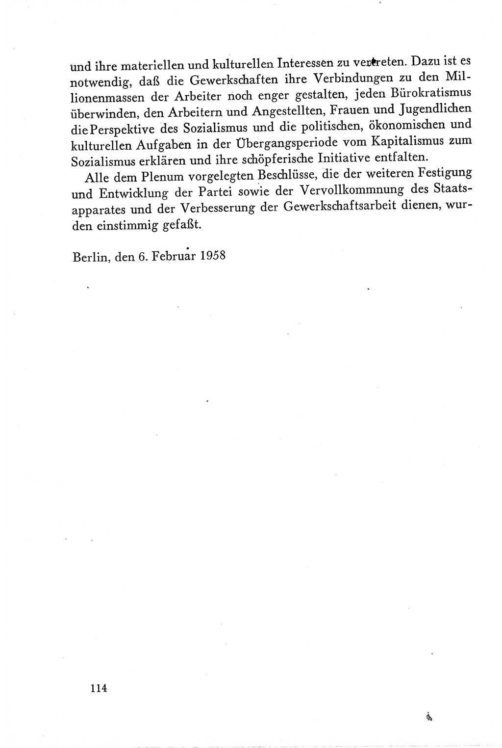 Dokumente der Sozialistischen Einheitspartei Deutschlands (SED) [Deutsche Demokratische Republik (DDR)] 1958-1959, Seite 114 (Dok. SED DDR 1958-1959, S. 114)