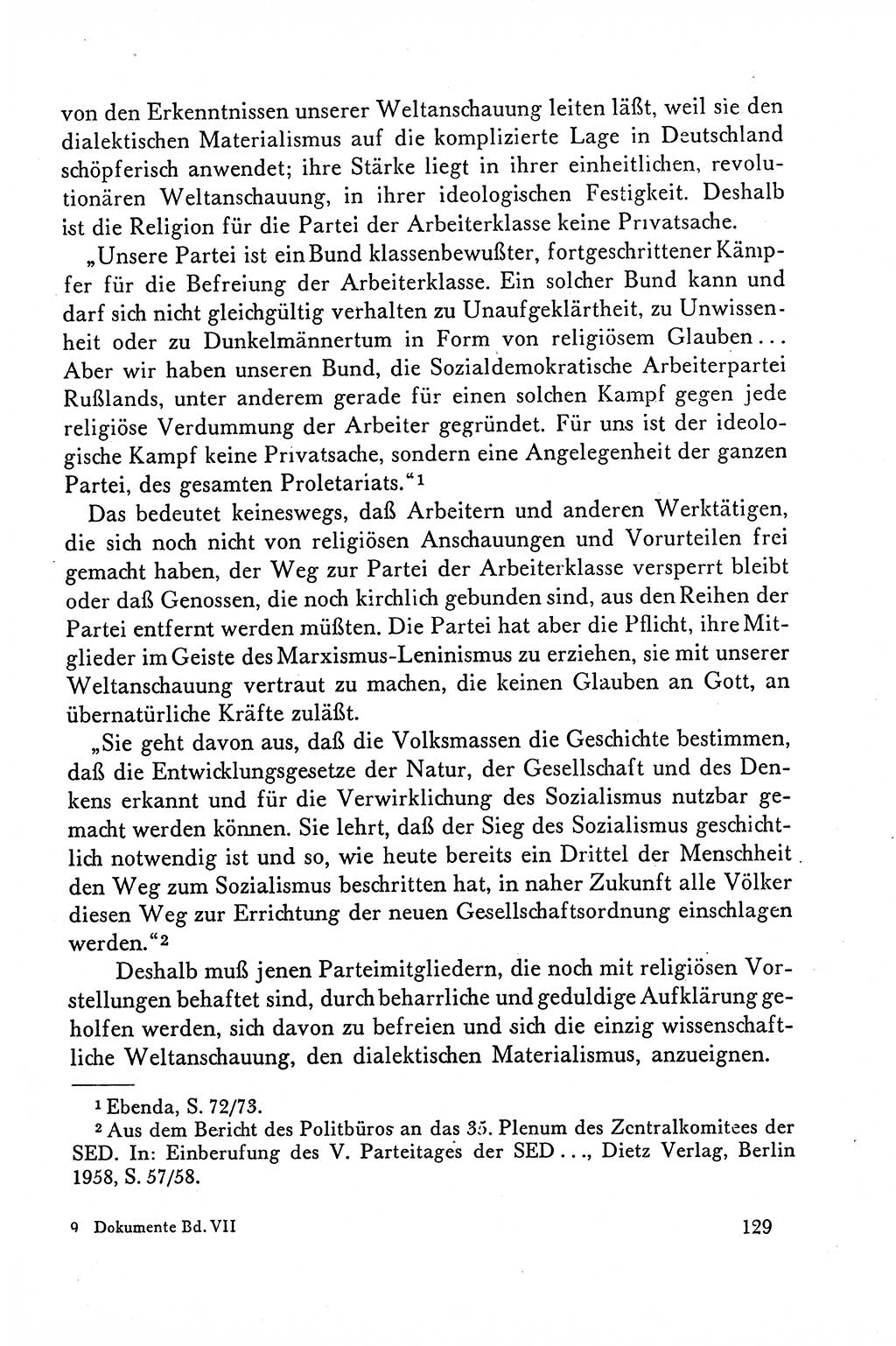 Dokumente der Sozialistischen Einheitspartei Deutschlands (SED) [Deutsche Demokratische Republik (DDR)] 1958-1959, Seite 129 (Dok. SED DDR 1958-1959, S. 129)