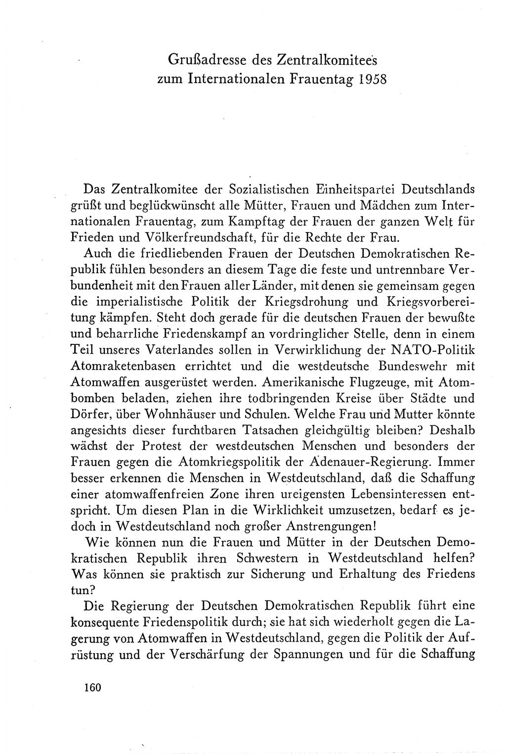 Dokumente der Sozialistischen Einheitspartei Deutschlands (SED) [Deutsche Demokratische Republik (DDR)] 1958-1959, Seite 160 (Dok. SED DDR 1958-1959, S. 160)