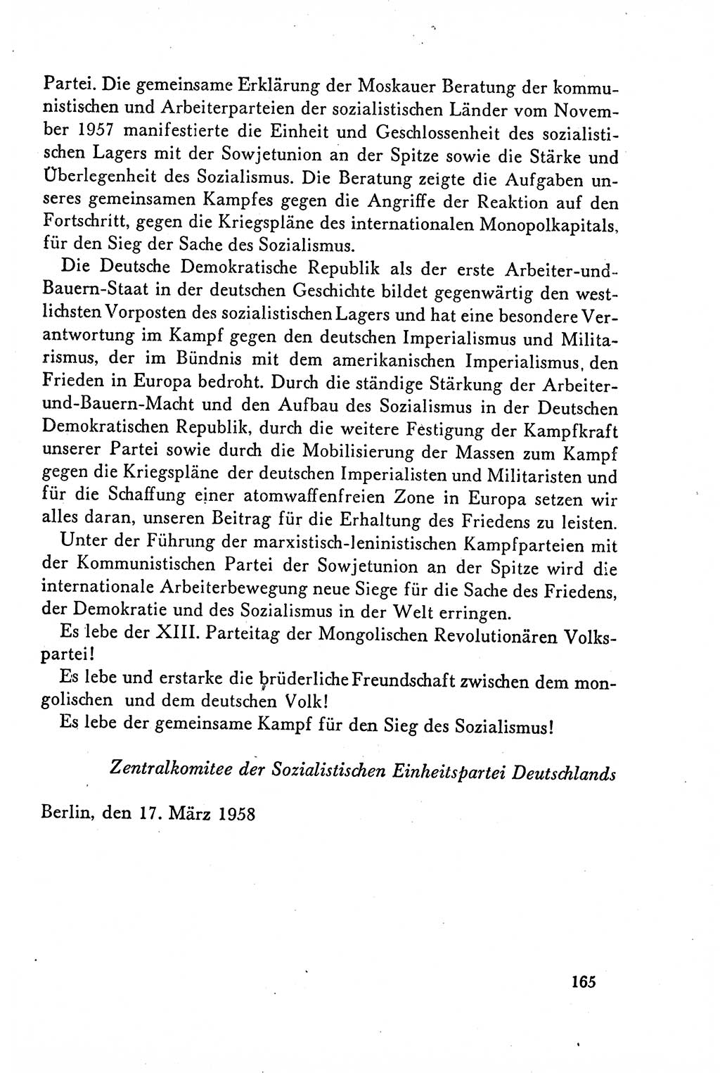 Dokumente der Sozialistischen Einheitspartei Deutschlands (SED) [Deutsche Demokratische Republik (DDR)] 1958-1959, Seite 165 (Dok. SED DDR 1958-1959, S. 165)