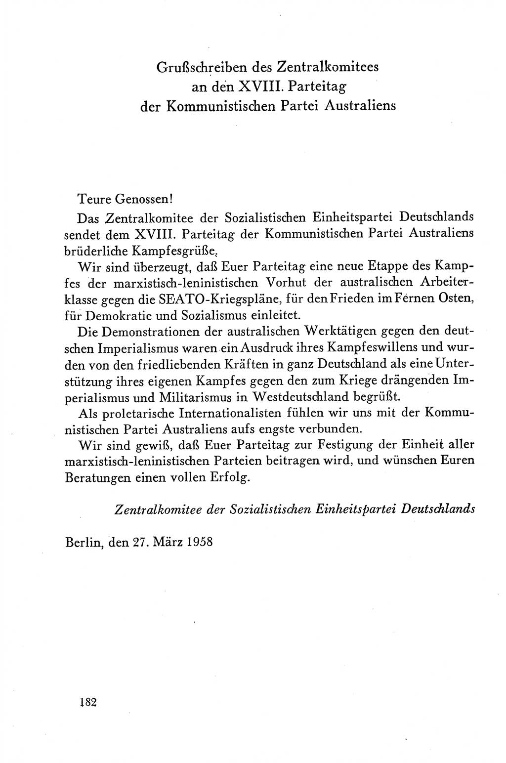 Dokumente der Sozialistischen Einheitspartei Deutschlands (SED) [Deutsche Demokratische Republik (DDR)] 1958-1959, Seite 182 (Dok. SED DDR 1958-1959, S. 182)