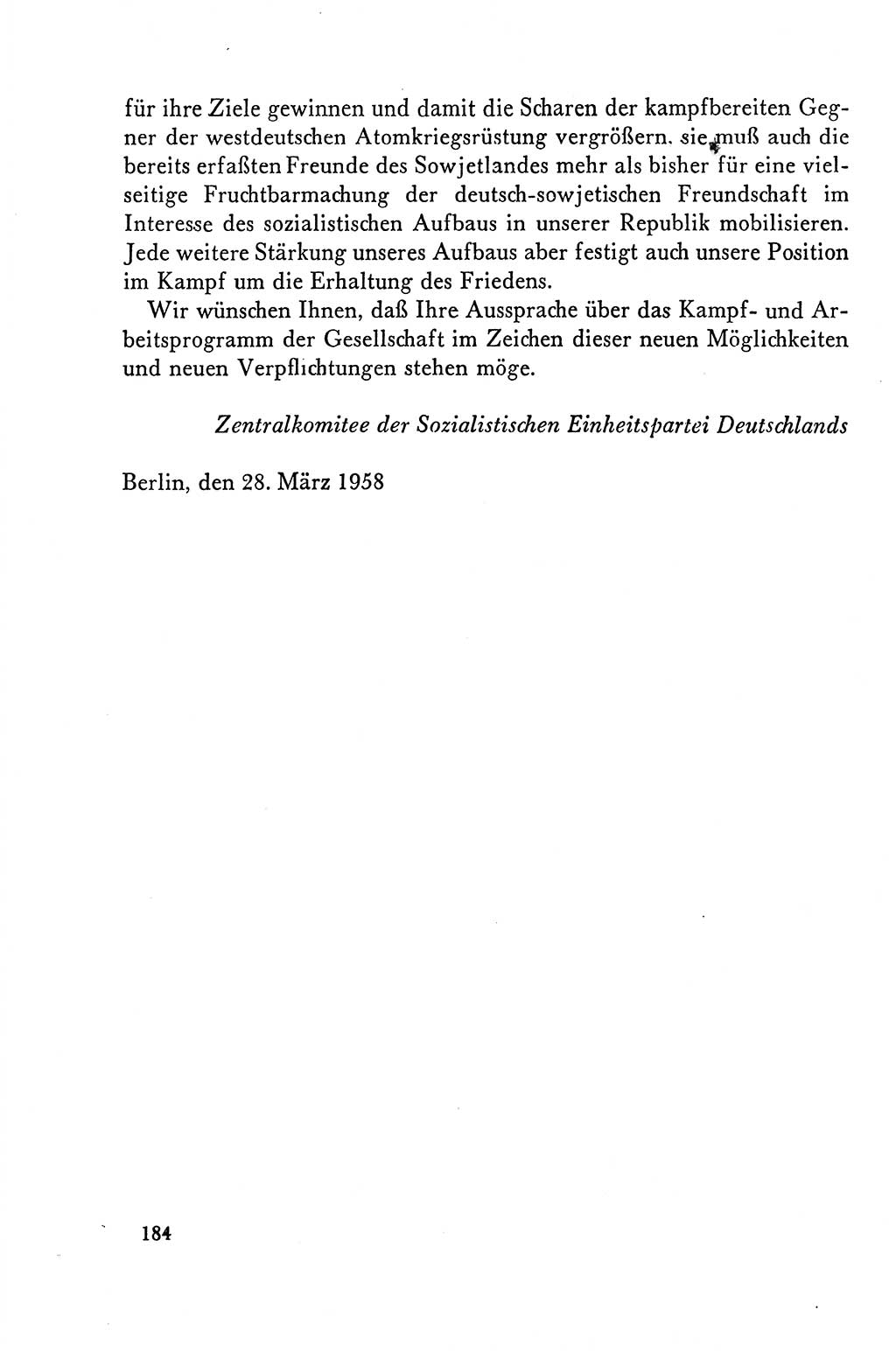 Dokumente der Sozialistischen Einheitspartei Deutschlands (SED) [Deutsche Demokratische Republik (DDR)] 1958-1959, Seite 184 (Dok. SED DDR 1958-1959, S. 184)