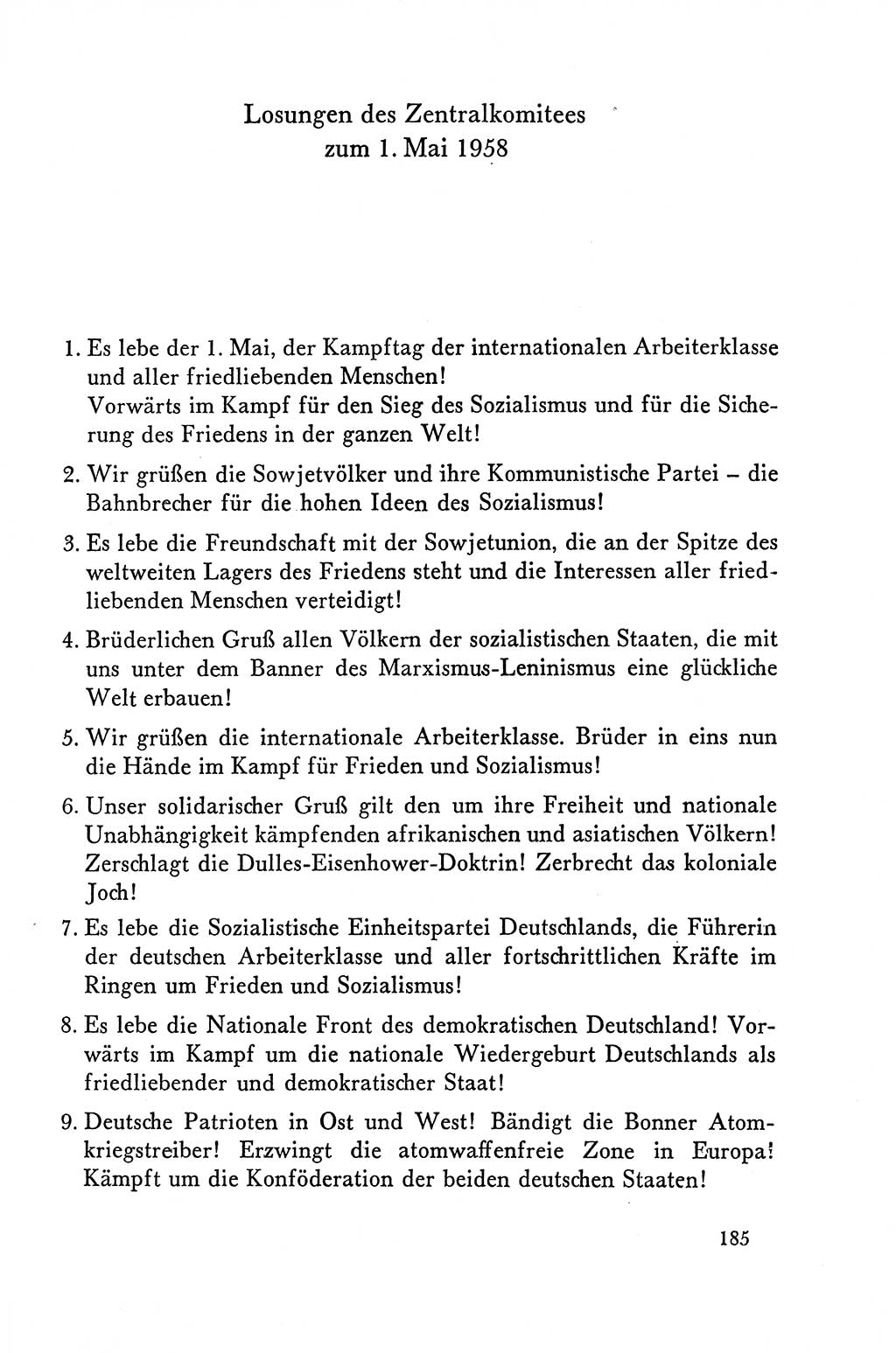 Dokumente der Sozialistischen Einheitspartei Deutschlands (SED) [Deutsche Demokratische Republik (DDR)] 1958-1959, Seite 185 (Dok. SED DDR 1958-1959, S. 185)