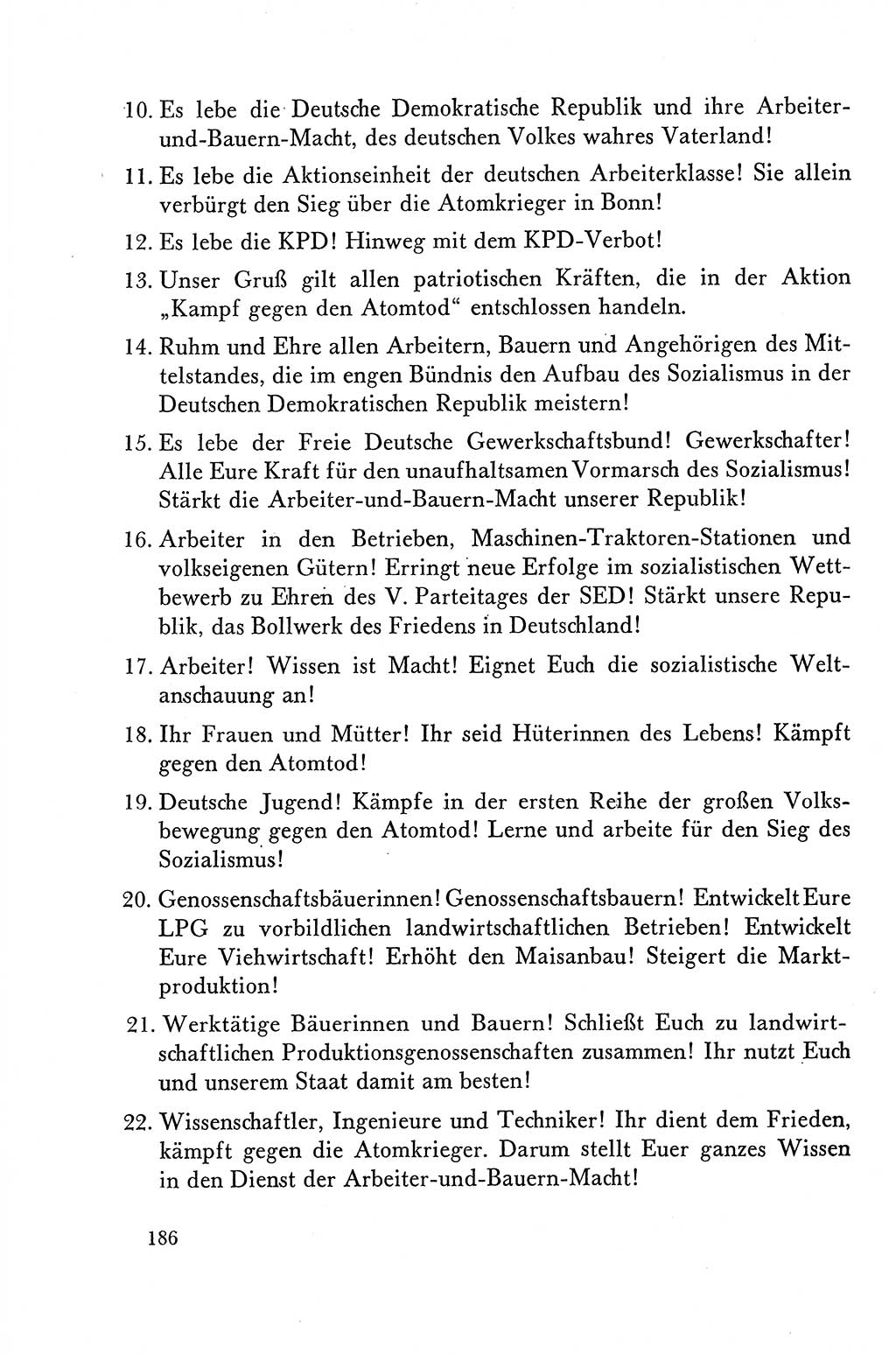 Dokumente der Sozialistischen Einheitspartei Deutschlands (SED) [Deutsche Demokratische Republik (DDR)] 1958-1959, Seite 186 (Dok. SED DDR 1958-1959, S. 186)