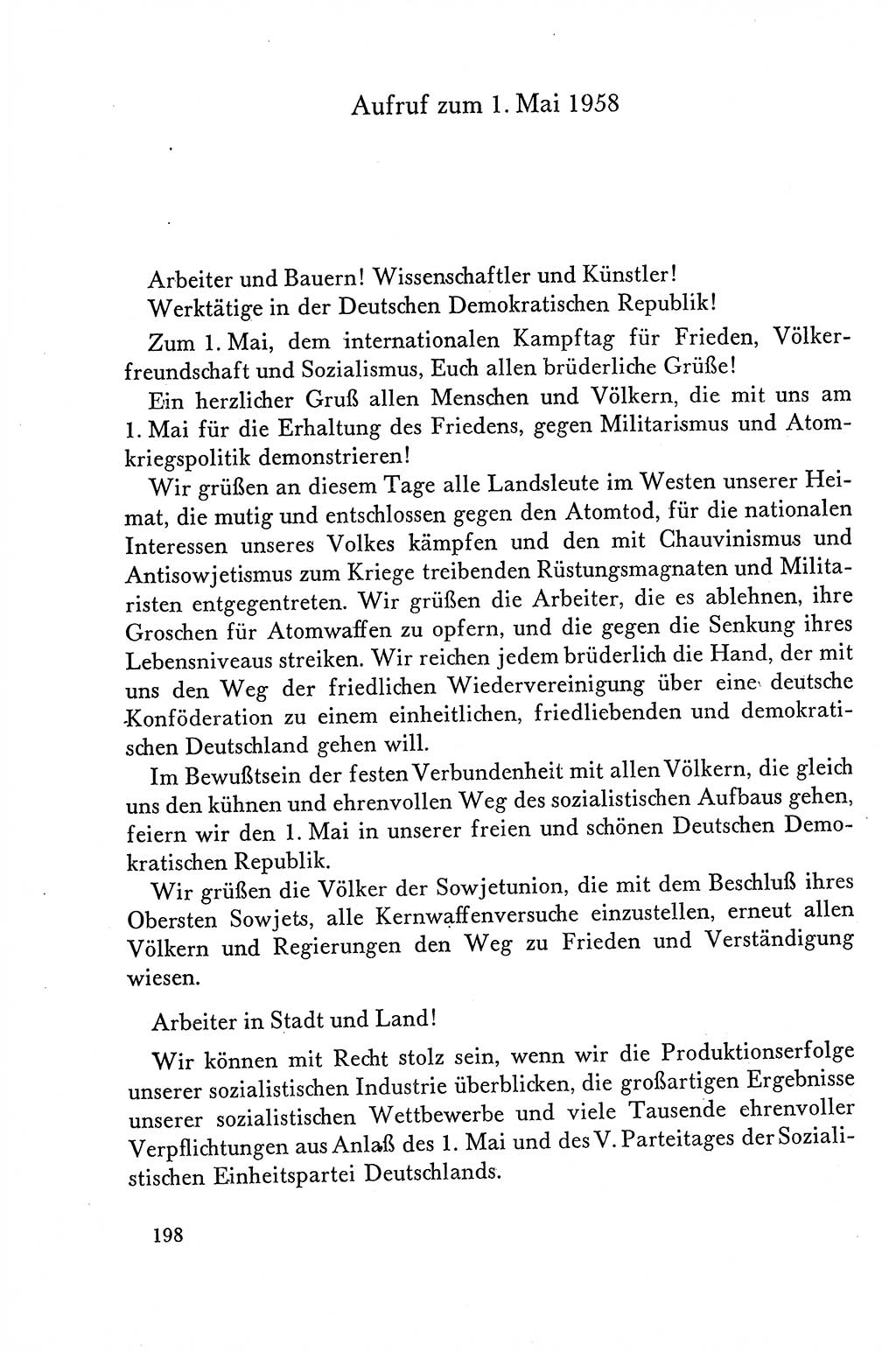 Dokumente der Sozialistischen Einheitspartei Deutschlands (SED) [Deutsche Demokratische Republik (DDR)] 1958-1959, Seite 198 (Dok. SED DDR 1958-1959, S. 198)