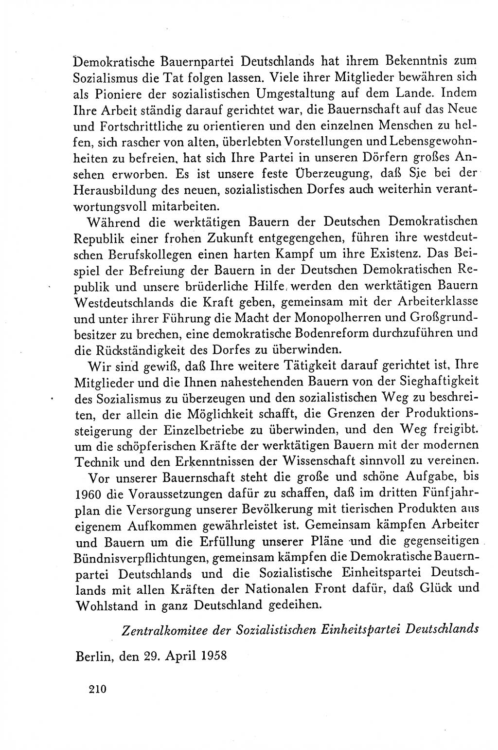 Dokumente der Sozialistischen Einheitspartei Deutschlands (SED) [Deutsche Demokratische Republik (DDR)] 1958-1959, Seite 210 (Dok. SED DDR 1958-1959, S. 210)