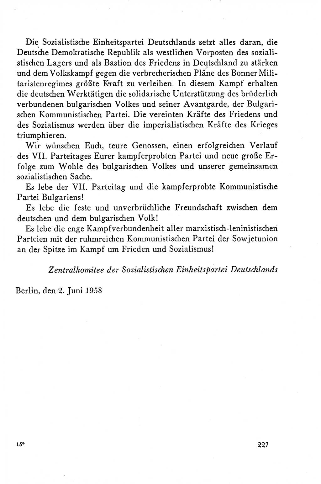 Dokumente der Sozialistischen Einheitspartei Deutschlands (SED) [Deutsche Demokratische Republik (DDR)] 1958-1959, Seite 227 (Dok. SED DDR 1958-1959, S. 227)