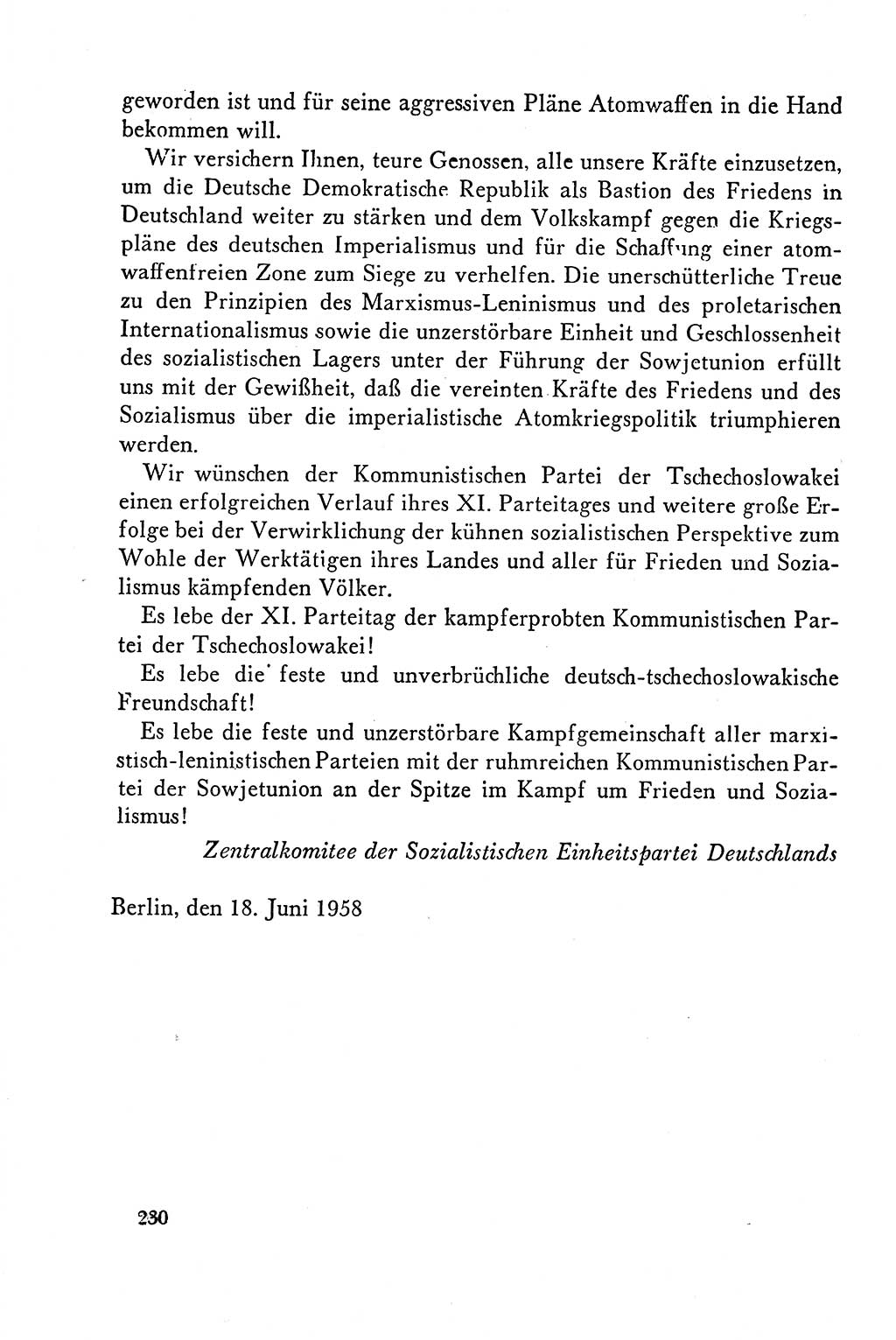 Dokumente der Sozialistischen Einheitspartei Deutschlands (SED) [Deutsche Demokratische Republik (DDR)] 1958-1959, Seite 230 (Dok. SED DDR 1958-1959, S. 230)