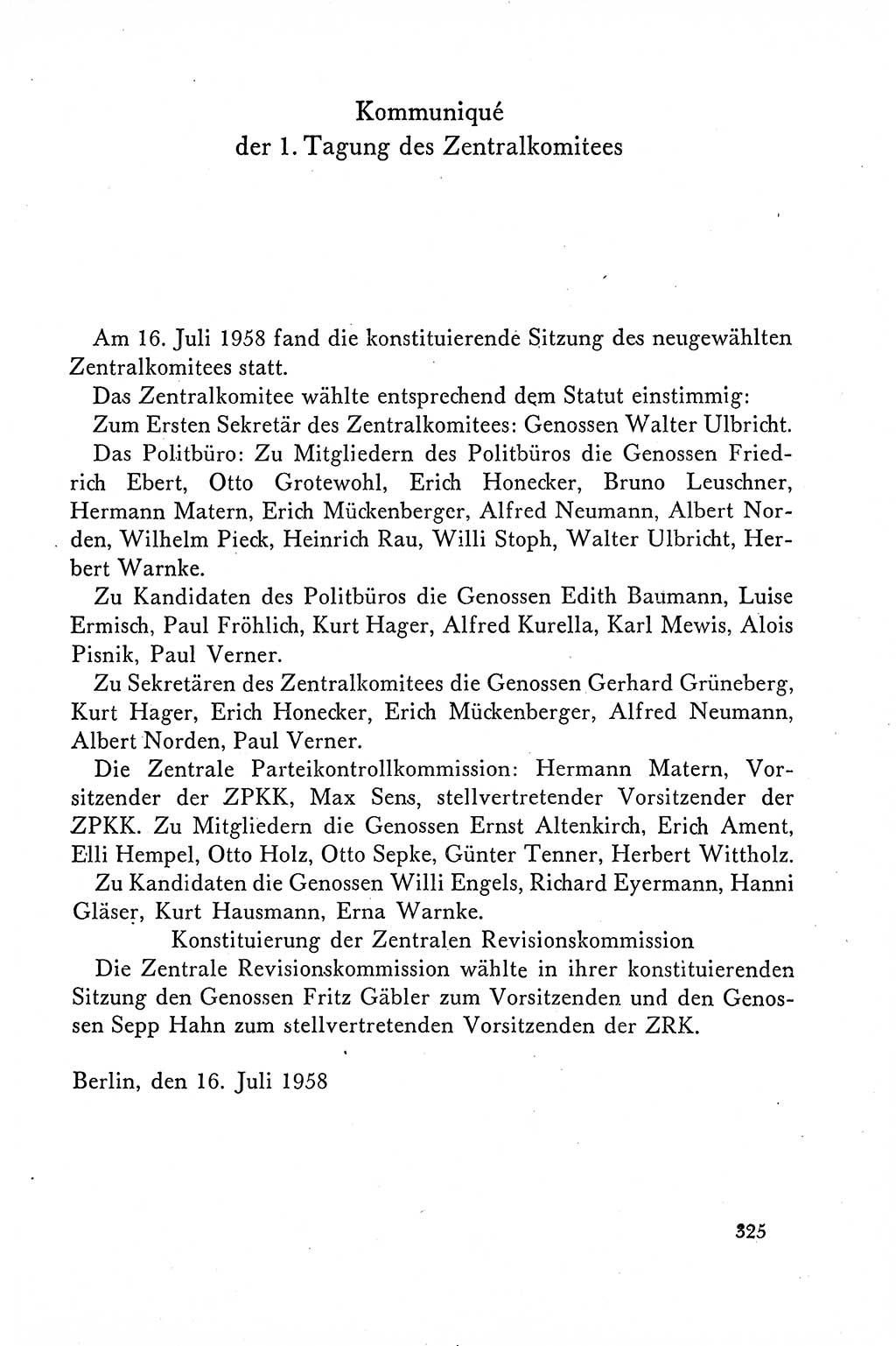 Dokumente der Sozialistischen Einheitspartei Deutschlands (SED) [Deutsche Demokratische Republik (DDR)] 1958-1959, Seite 325 (Dok. SED DDR 1958-1959, S. 325)