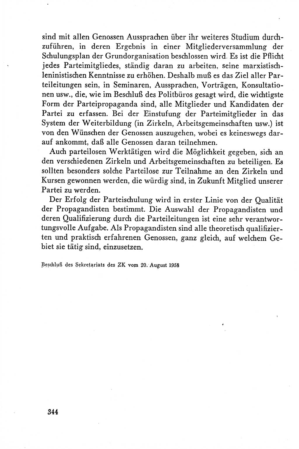 Dokumente der Sozialistischen Einheitspartei Deutschlands (SED) [Deutsche Demokratische Republik (DDR)] 1958-1959, Seite 344 (Dok. SED DDR 1958-1959, S. 344)