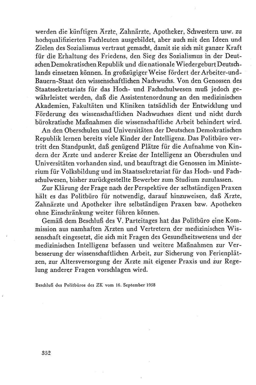Dokumente der Sozialistischen Einheitspartei Deutschlands (SED) [Deutsche Demokratische Republik (DDR)] 1958-1959, Seite 352 (Dok. SED DDR 1958-1959, S. 352)