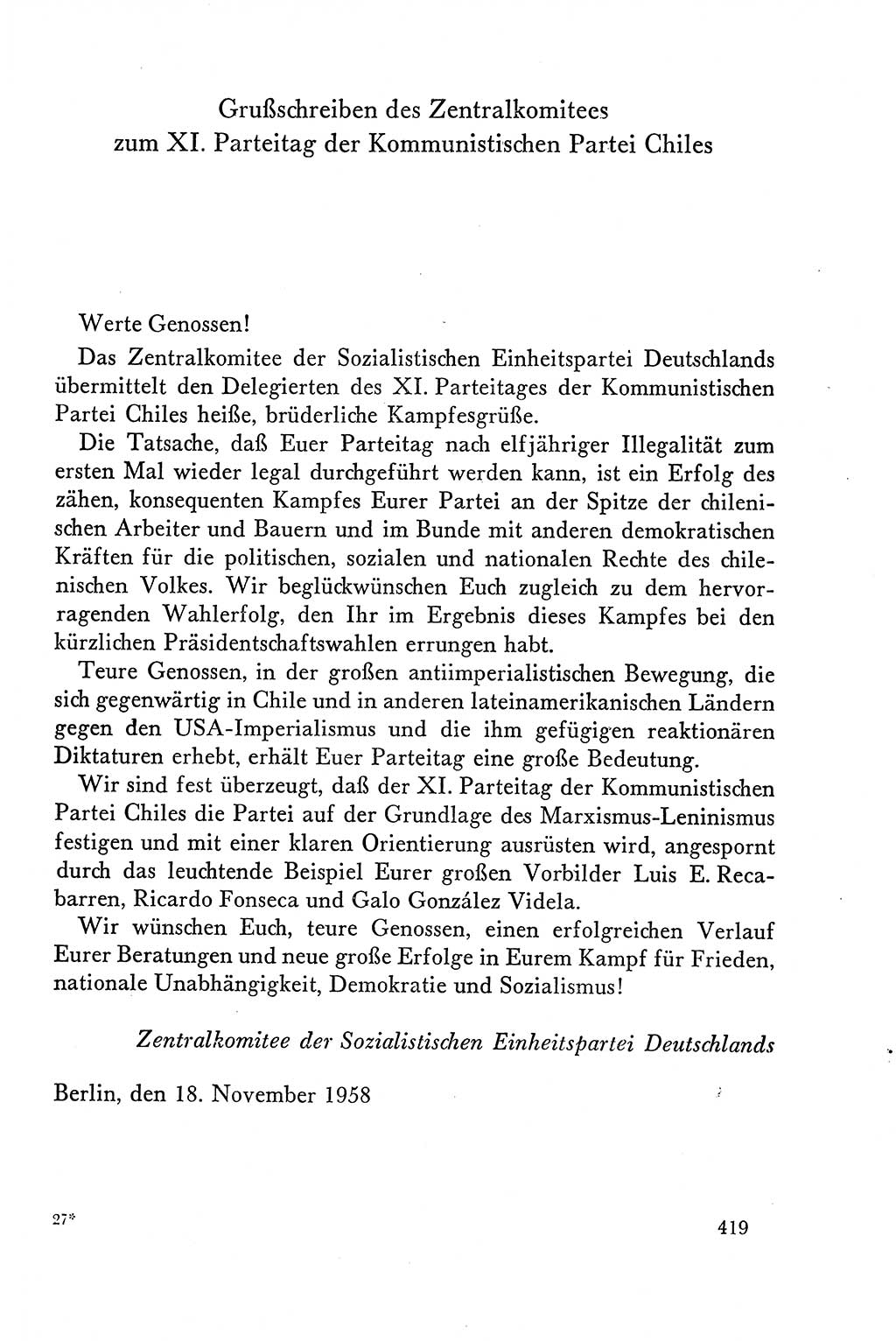 Dokumente der Sozialistischen Einheitspartei Deutschlands (SED) [Deutsche Demokratische Republik (DDR)] 1958-1959, Seite 419 (Dok. SED DDR 1958-1959, S. 419)