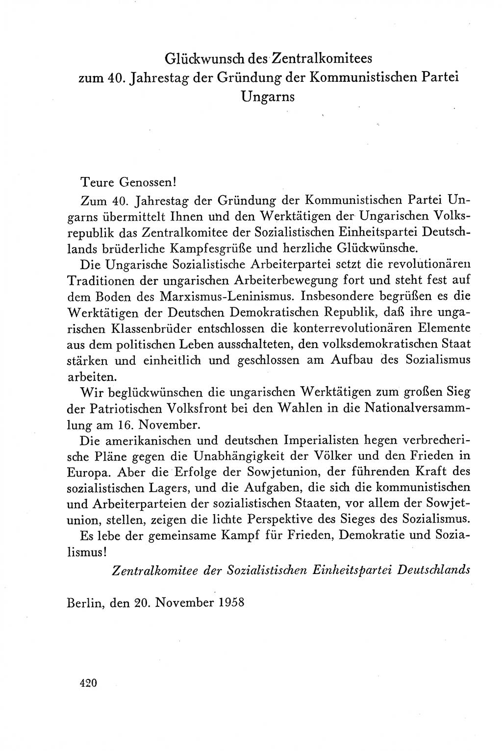 Dokumente der Sozialistischen Einheitspartei Deutschlands (SED) [Deutsche Demokratische Republik (DDR)] 1958-1959, Seite 420 (Dok. SED DDR 1958-1959, S. 420)