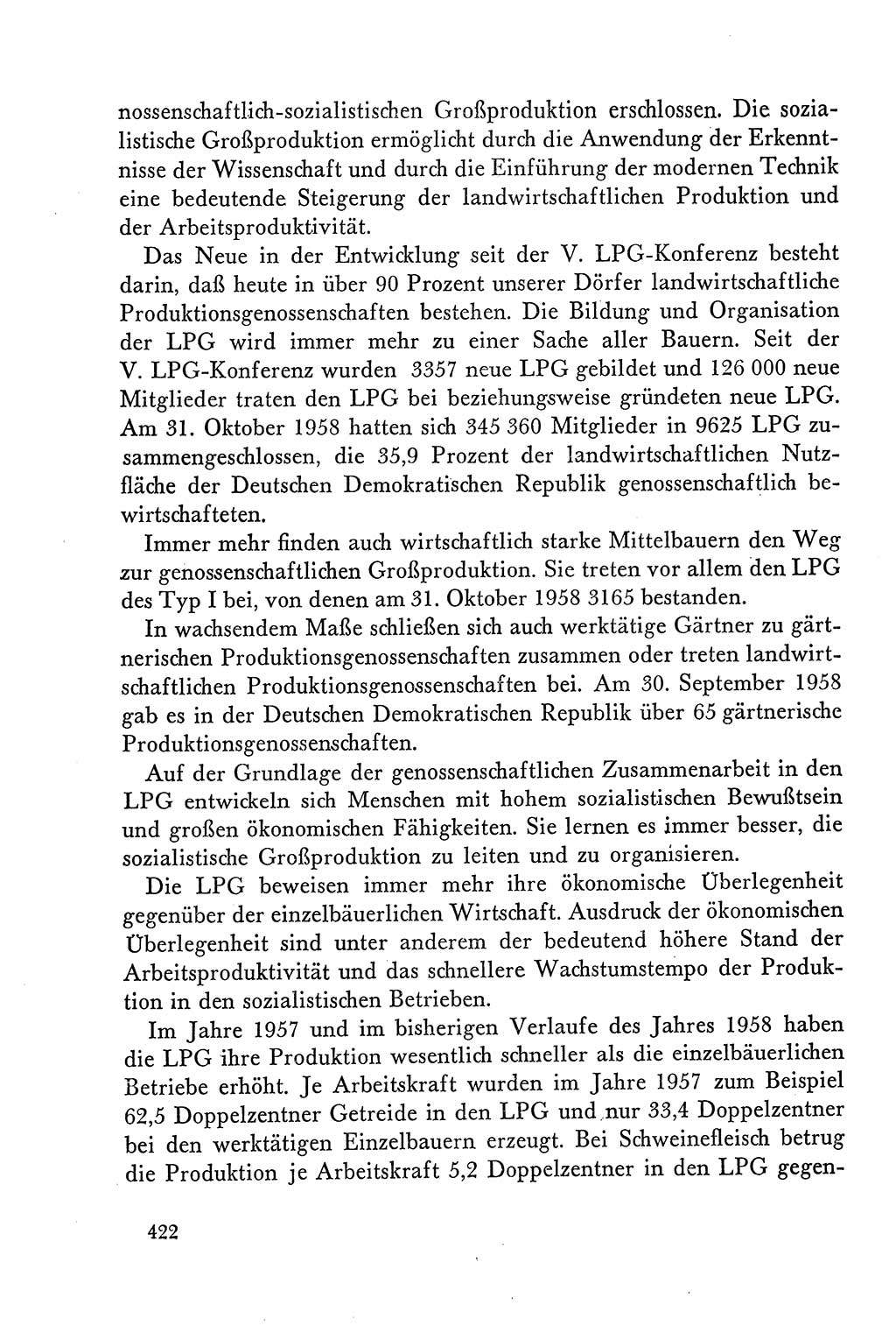 Dokumente der Sozialistischen Einheitspartei Deutschlands (SED) [Deutsche Demokratische Republik (DDR)] 1958-1959, Seite 422 (Dok. SED DDR 1958-1959, S. 422)