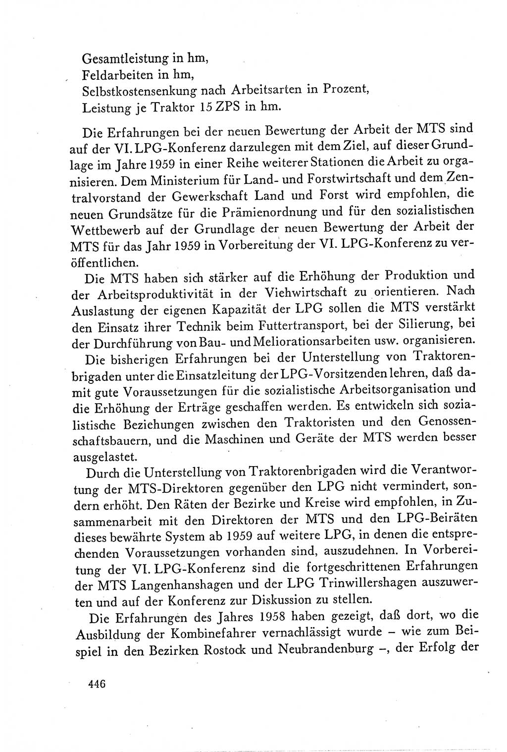 Dokumente der Sozialistischen Einheitspartei Deutschlands (SED) [Deutsche Demokratische Republik (DDR)] 1958-1959, Seite 446 (Dok. SED DDR 1958-1959, S. 446)