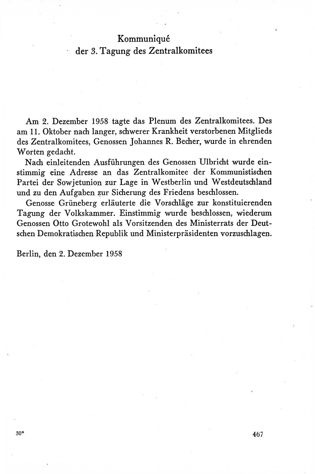 Dokumente der Sozialistischen Einheitspartei Deutschlands (SED) [Deutsche Demokratische Republik (DDR)] 1958-1959, Seite 467 (Dok. SED DDR 1958-1959, S. 467)