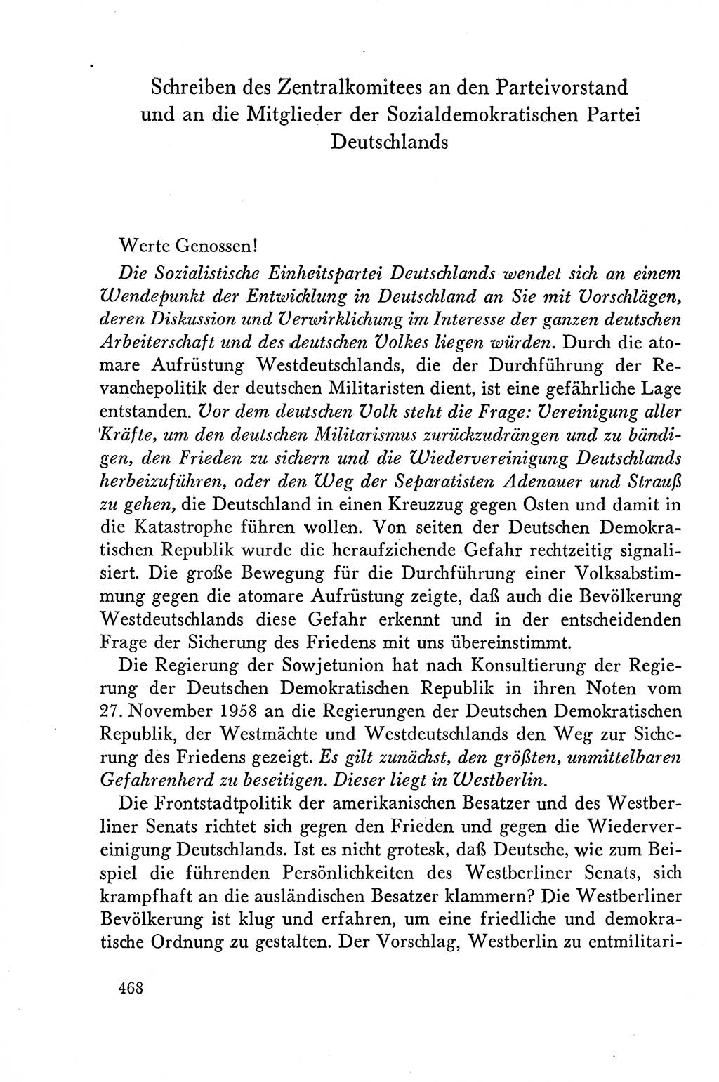 Dokumente der Sozialistischen Einheitspartei Deutschlands (SED) [Deutsche Demokratische Republik (DDR)] 1958-1959, Seite 468 (Dok. SED DDR 1958-1959, S. 468)