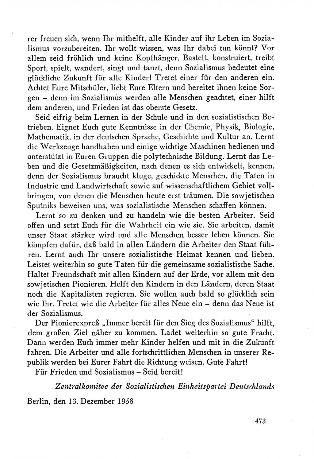Dokumente der Sozialistischen Einheitspartei Deutschlands (SED) [Deutsche Demokratische Republik (DDR)] 1958-1959, Seite 473 (Dok. SED DDR 1958-1959, S. 473)