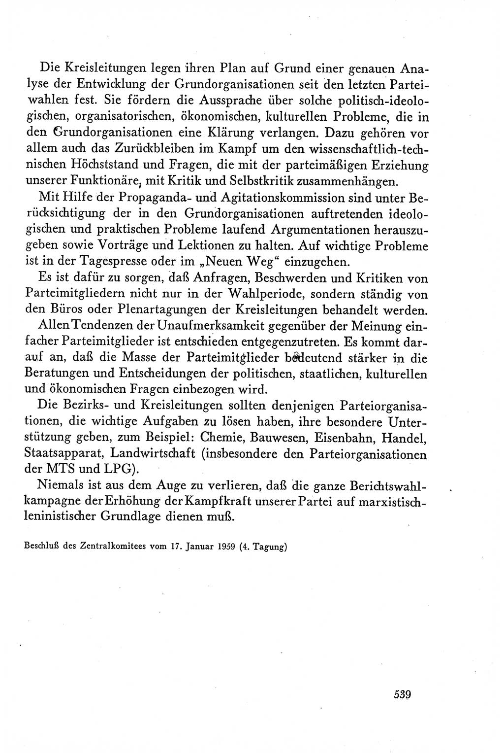 Dokumente der Sozialistischen Einheitspartei Deutschlands (SED) [Deutsche Demokratische Republik (DDR)] 1958-1959, Seite 539 (Dok. SED DDR 1958-1959, S. 539)