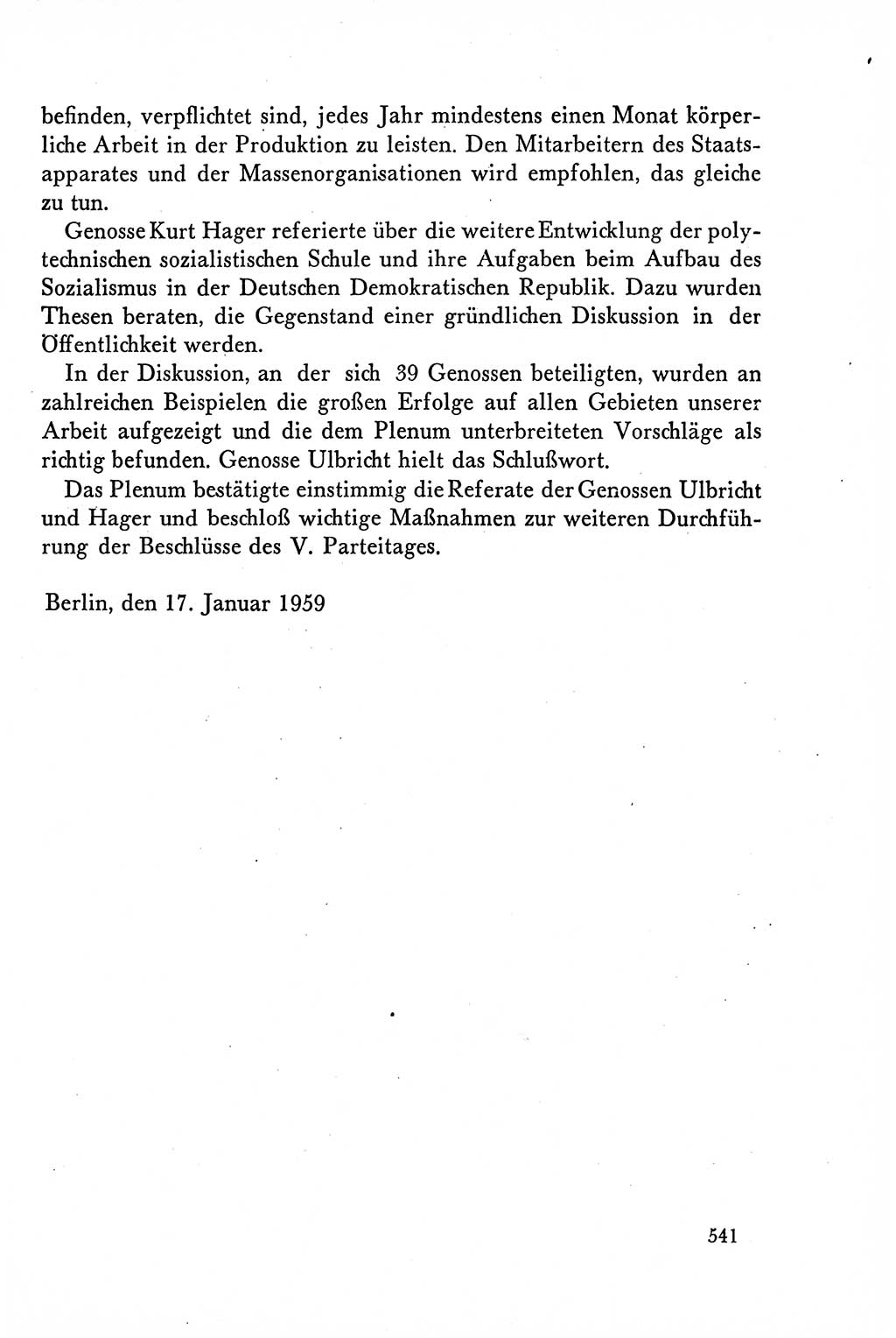 Dokumente der Sozialistischen Einheitspartei Deutschlands (SED) [Deutsche Demokratische Republik (DDR)] 1958-1959, Seite 541 (Dok. SED DDR 1958-1959, S. 541)