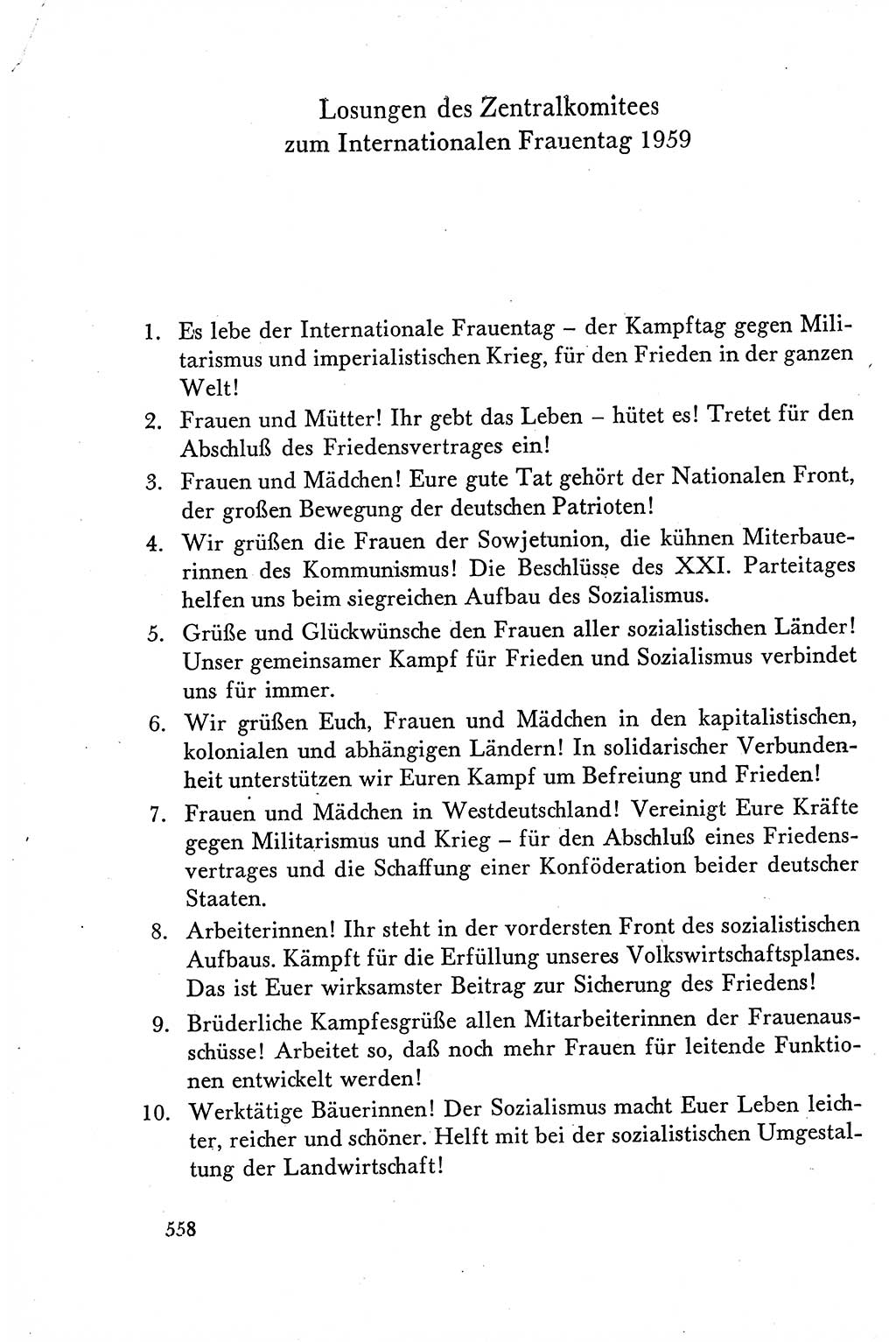 Dokumente der Sozialistischen Einheitspartei Deutschlands (SED) [Deutsche Demokratische Republik (DDR)] 1958-1959, Seite 558 (Dok. SED DDR 1958-1959, S. 558)