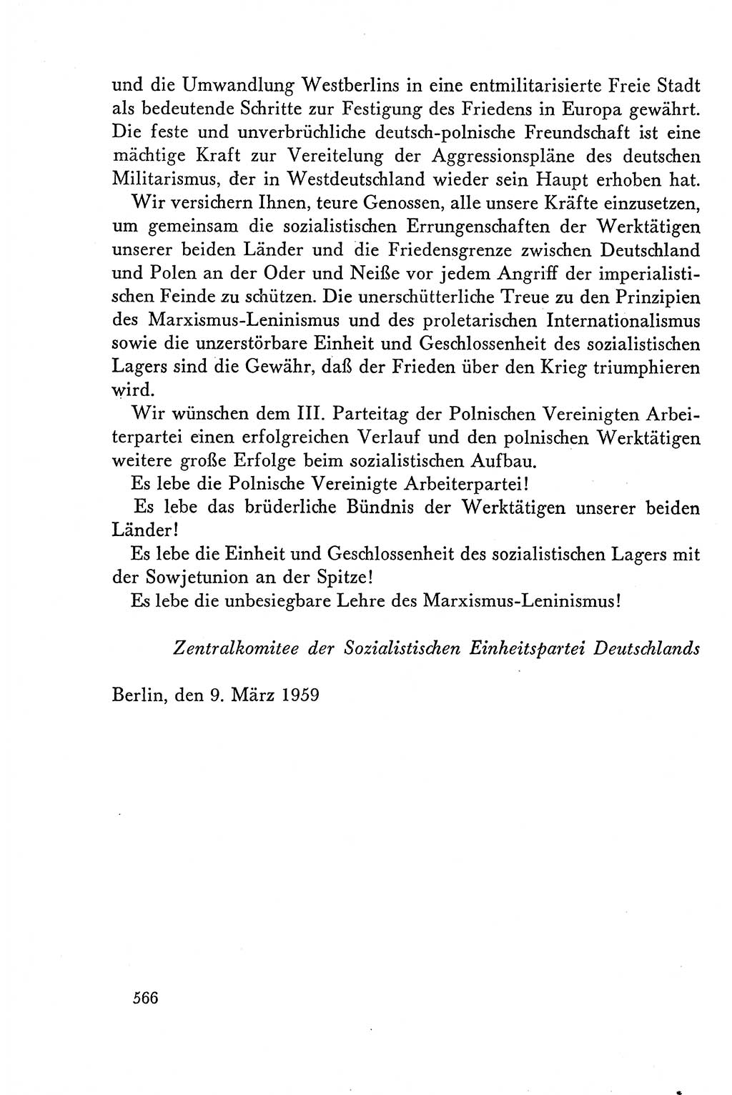 Dokumente der Sozialistischen Einheitspartei Deutschlands (SED) [Deutsche Demokratische Republik (DDR)] 1958-1959, Seite 566 (Dok. SED DDR 1958-1959, S. 566)