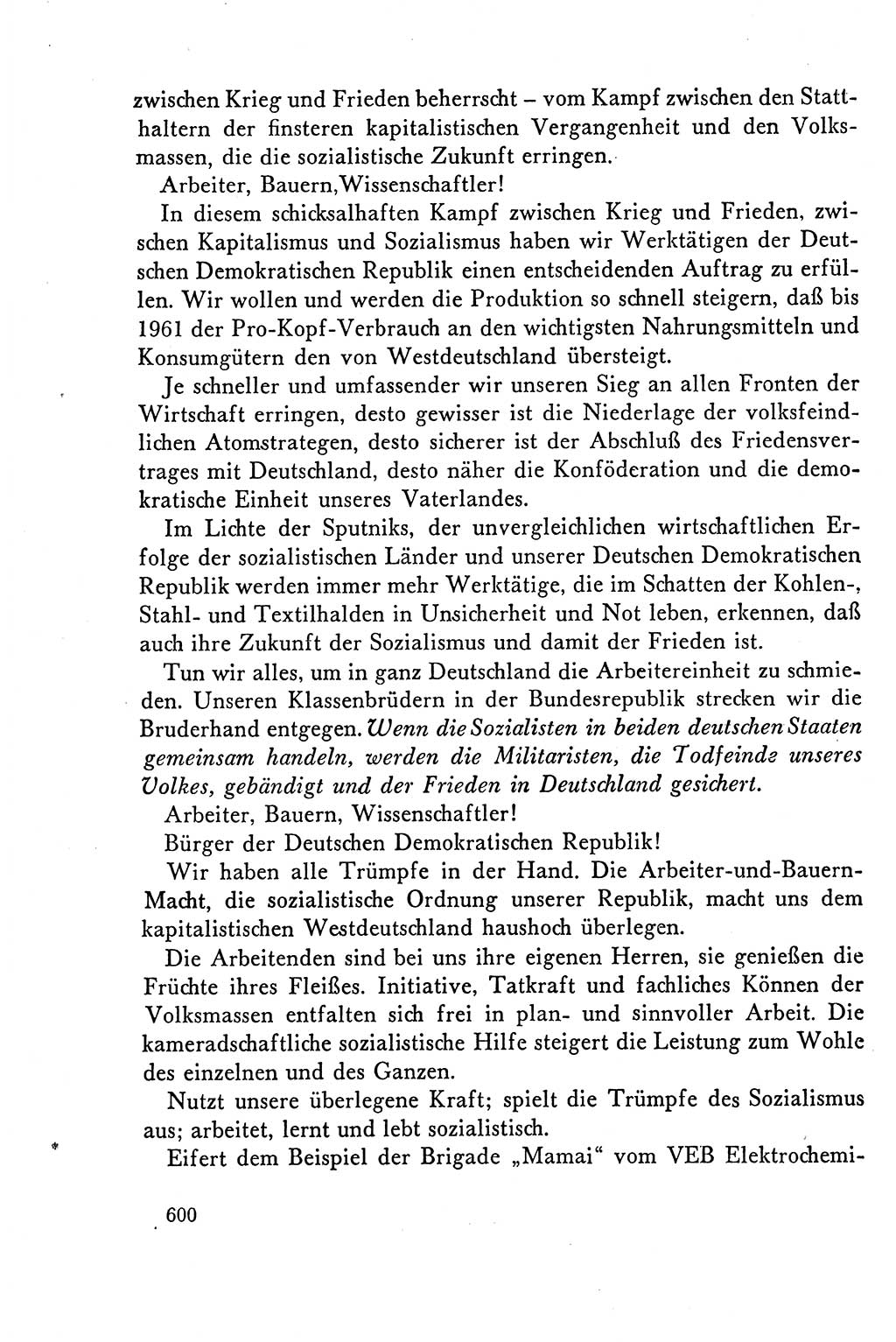 Dokumente der Sozialistischen Einheitspartei Deutschlands (SED) [Deutsche Demokratische Republik (DDR)] 1958-1959, Seite 600 (Dok. SED DDR 1958-1959, S. 600)