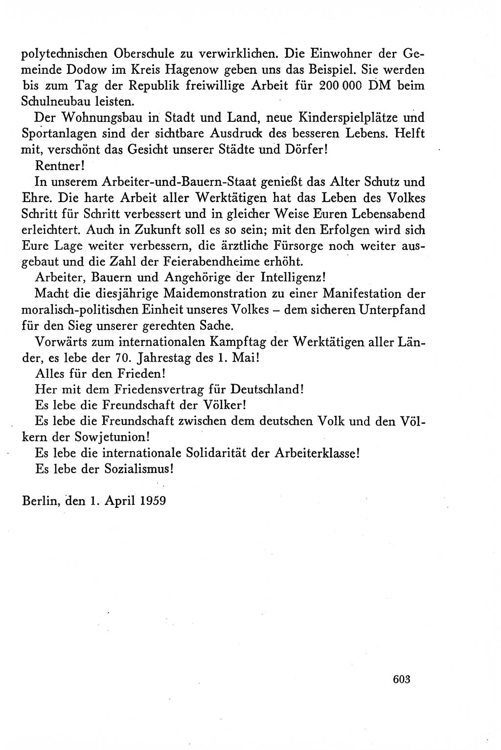 Dokumente der Sozialistischen Einheitspartei Deutschlands (SED) [Deutsche Demokratische Republik (DDR)] 1958-1959, Seite 603 (Dok. SED DDR 1958-1959, S. 603)