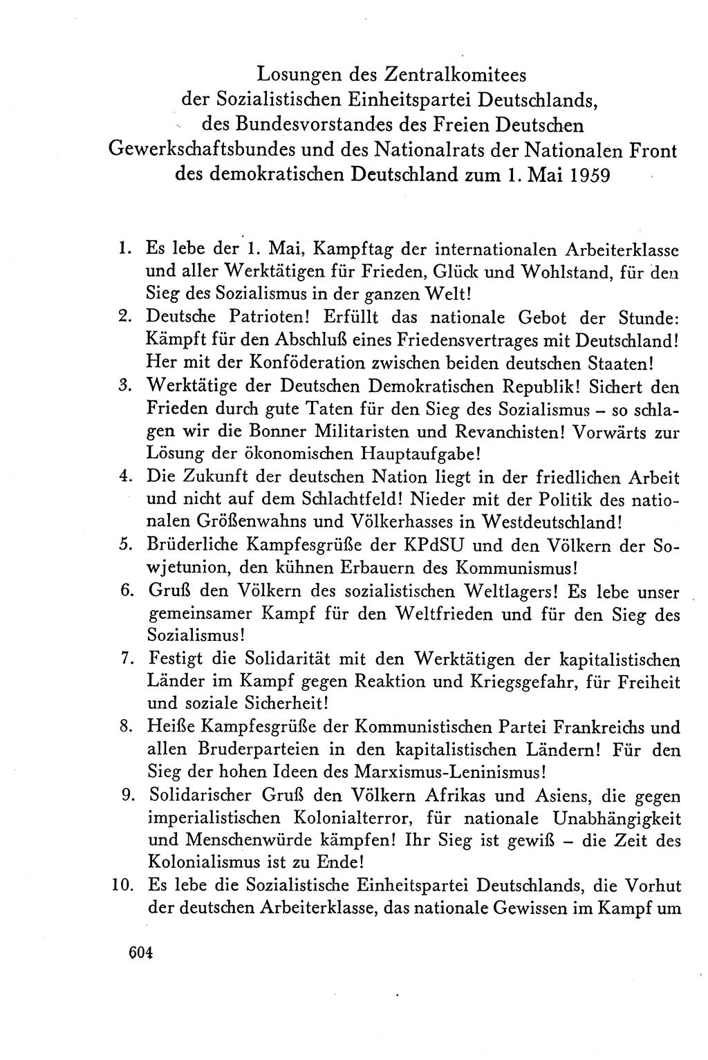 Dokumente der Sozialistischen Einheitspartei Deutschlands (SED) [Deutsche Demokratische Republik (DDR)] 1958-1959, Seite 604 (Dok. SED DDR 1958-1959, S. 604)