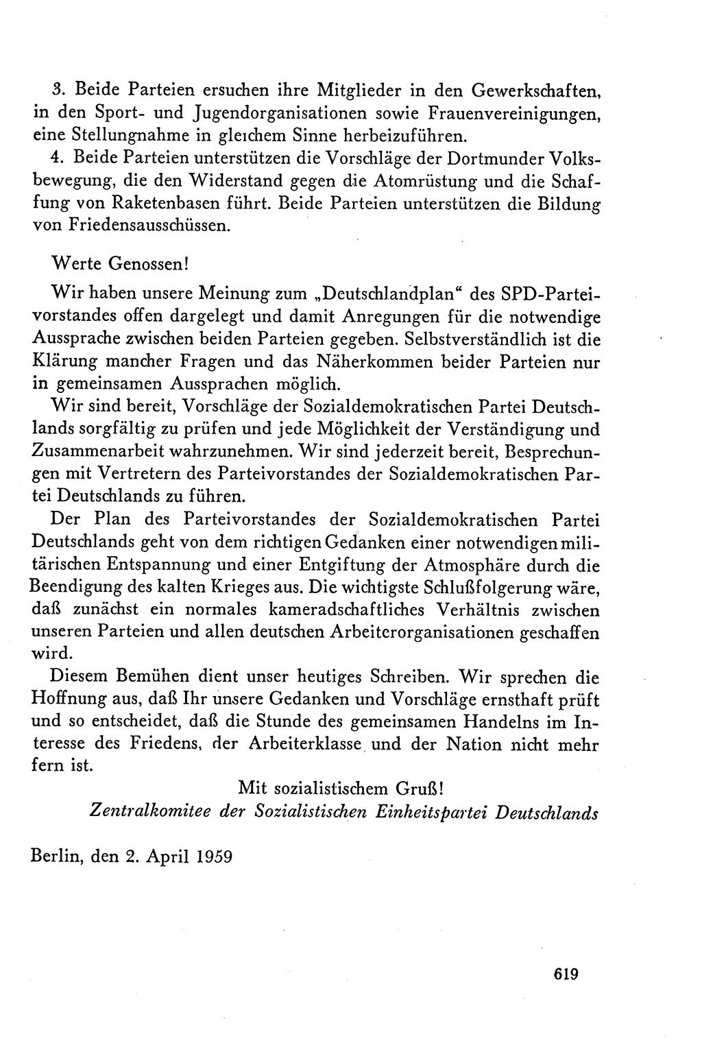 Dokumente der Sozialistischen Einheitspartei Deutschlands (SED) [Deutsche Demokratische Republik (DDR)] 1958-1959, Seite 619 (Dok. SED DDR 1958-1959, S. 619)