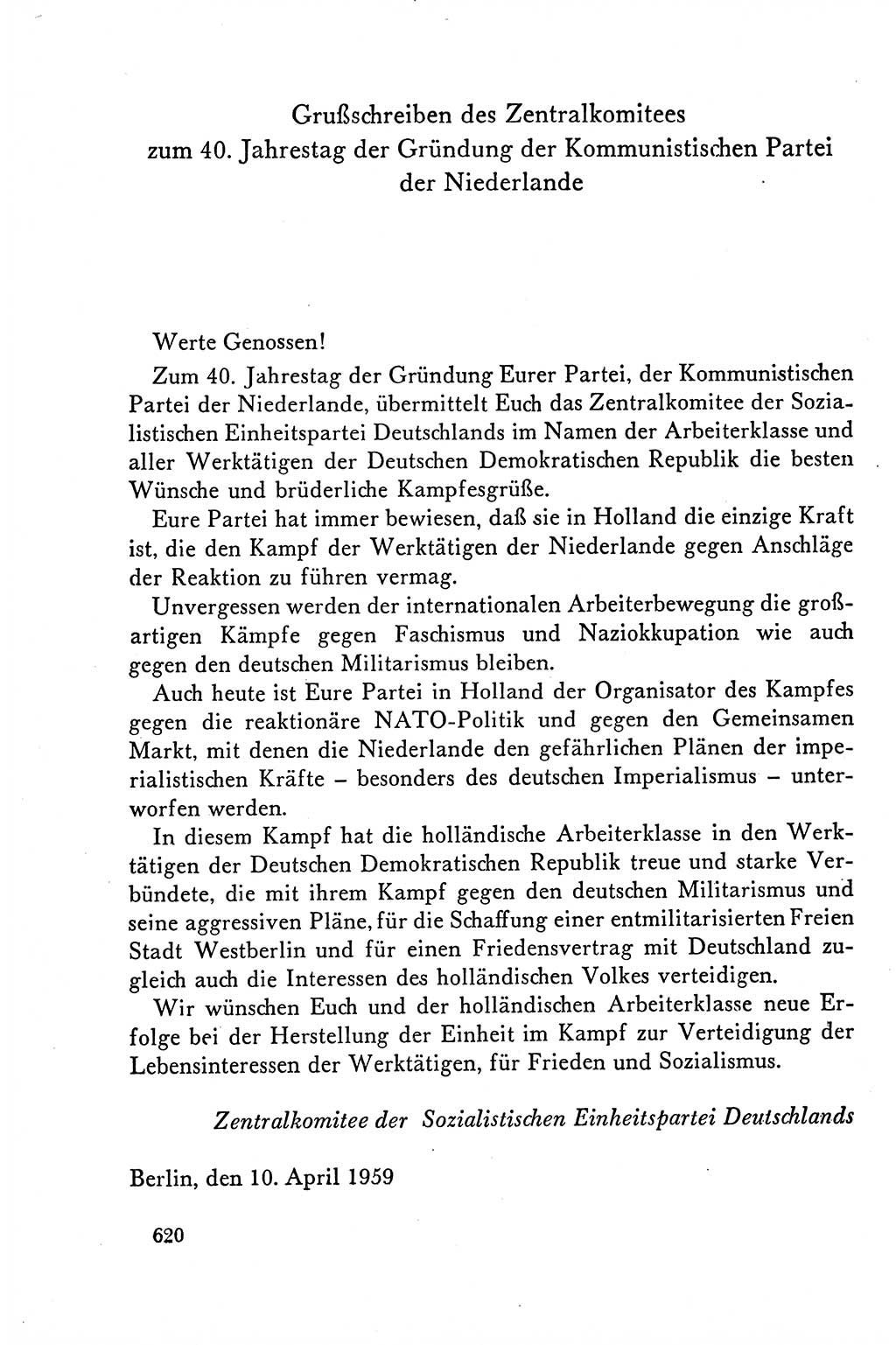 Dokumente der Sozialistischen Einheitspartei Deutschlands (SED) [Deutsche Demokratische Republik (DDR)] 1958-1959, Seite 620 (Dok. SED DDR 1958-1959, S. 620)
