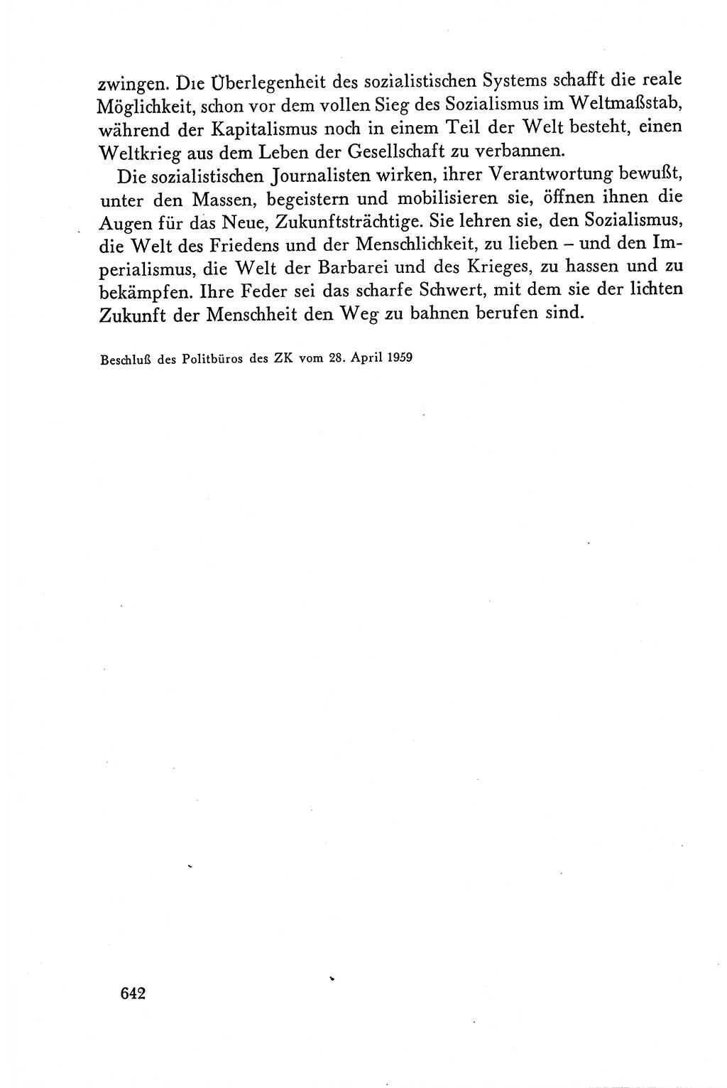 Dokumente der Sozialistischen Einheitspartei Deutschlands (SED) [Deutsche Demokratische Republik (DDR)] 1958-1959, Seite 642 (Dok. SED DDR 1958-1959, S. 642)