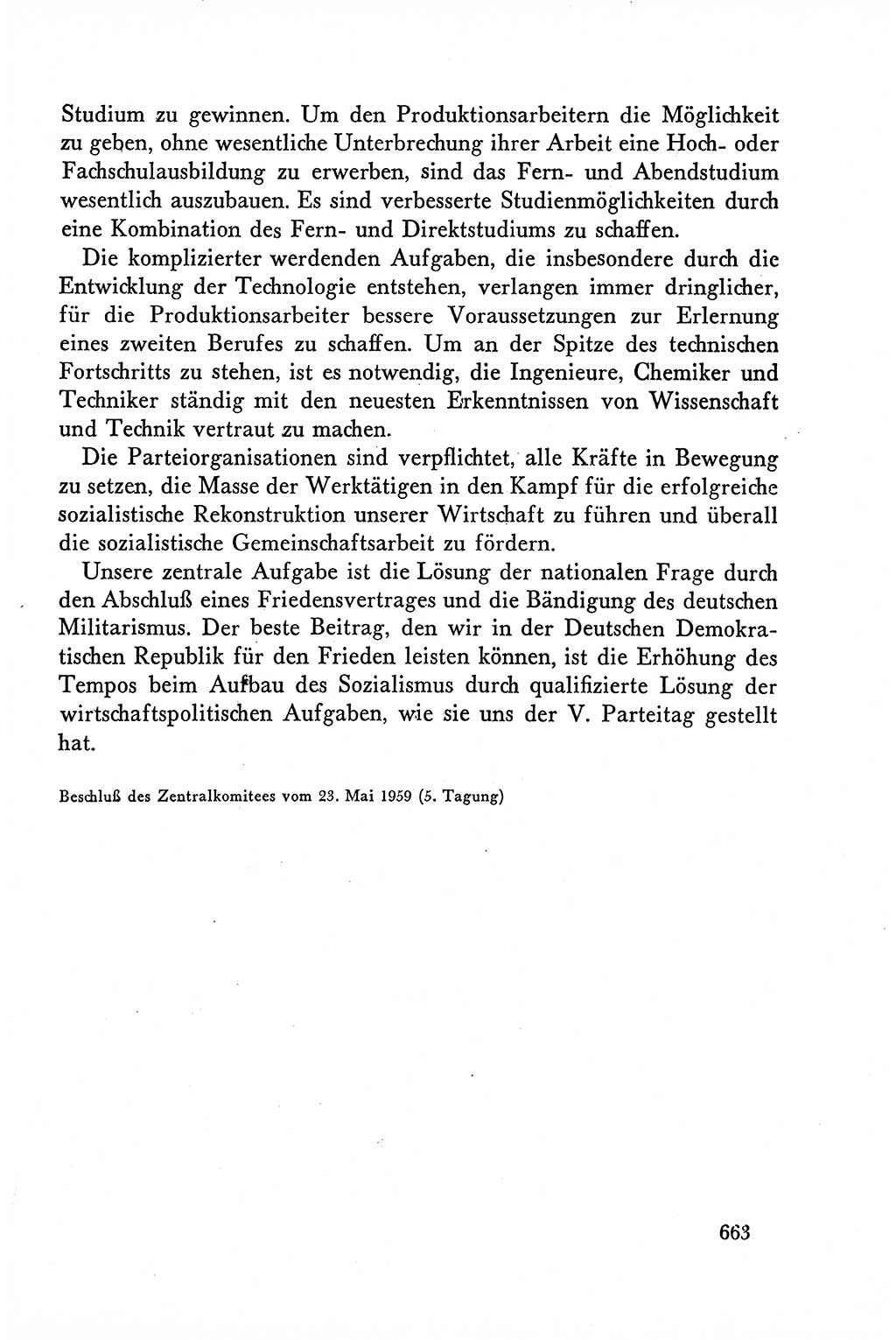 Dokumente der Sozialistischen Einheitspartei Deutschlands (SED) [Deutsche Demokratische Republik (DDR)] 1958-1959, Seite 663 (Dok. SED DDR 1958-1959, S. 663)